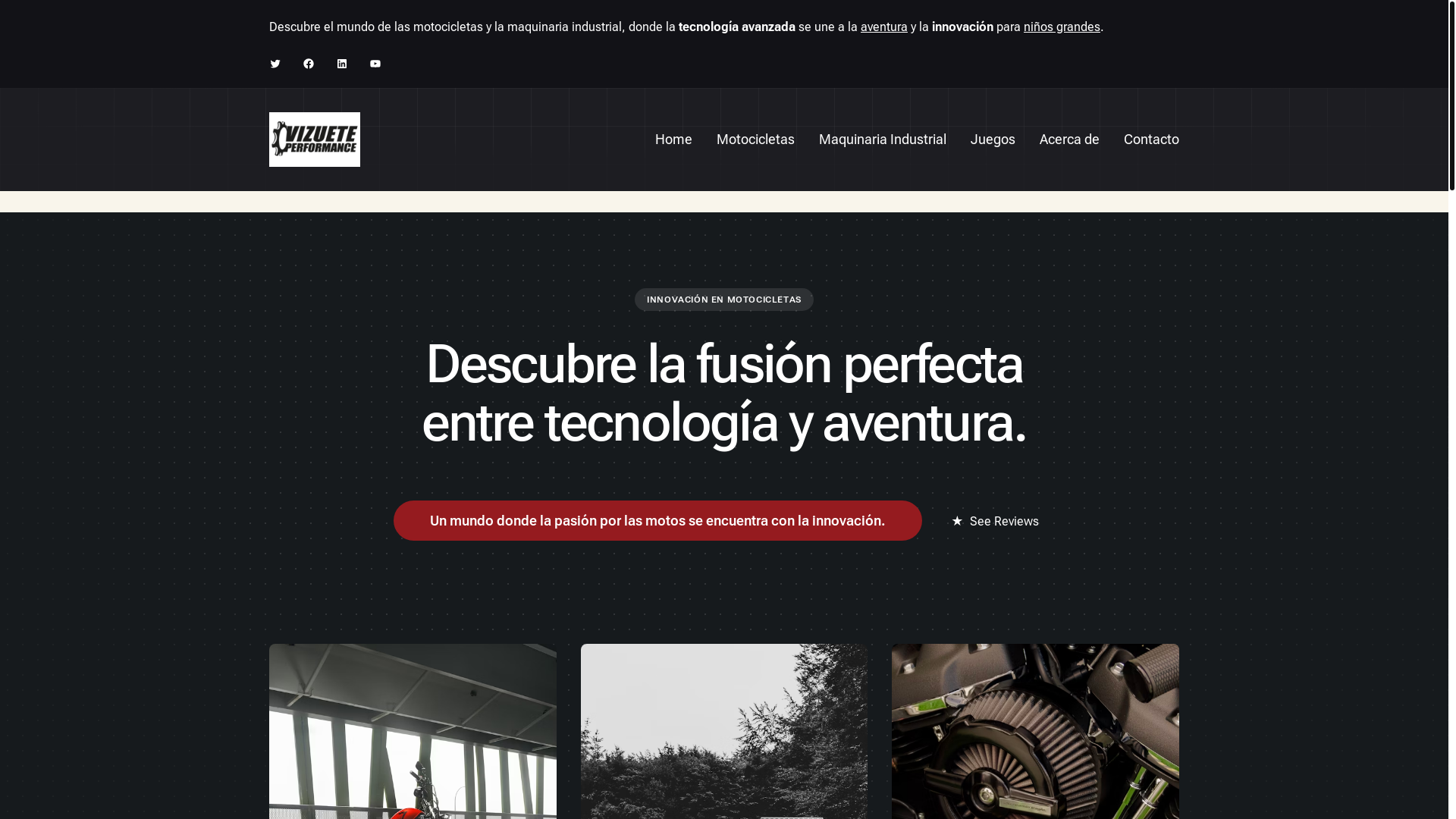 website screenshot of https://vizuete-performance.com/
