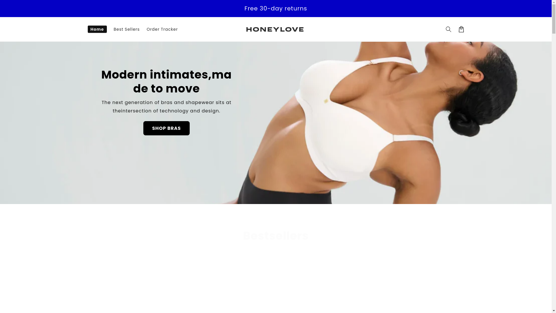 website screenshot of https://honeyloveshapewear.com/