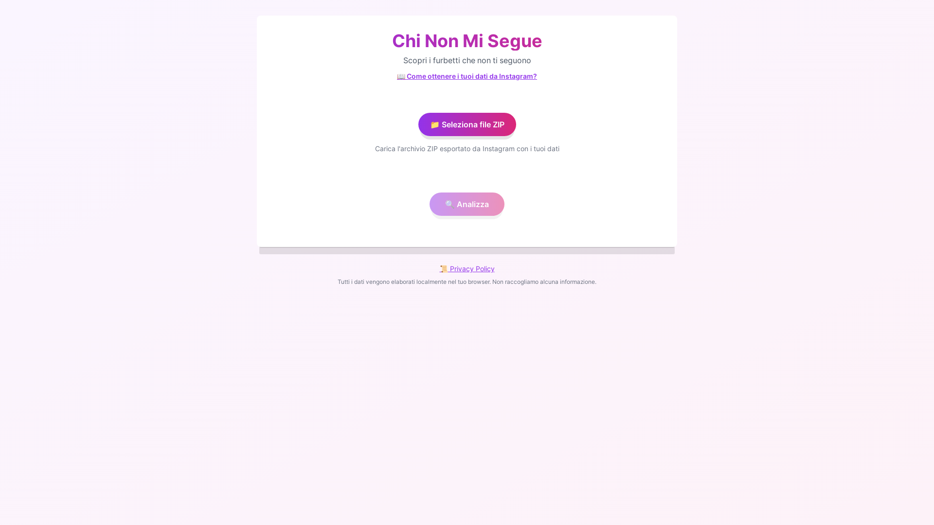 website screenshot of https://chi-non-mi-segue.pages.dev/