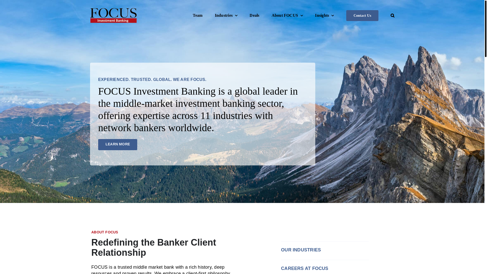 website screenshot of https://focusbankerscapital.com/