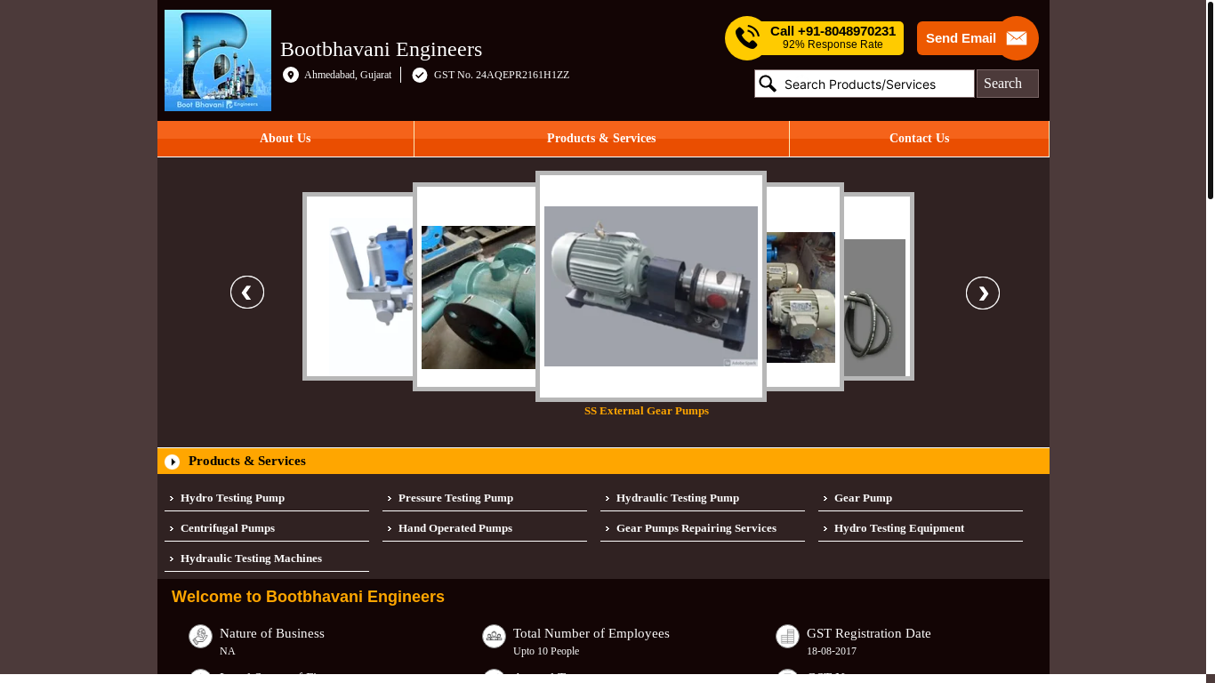 website screenshot of https://bootbhavaniengineers.com/