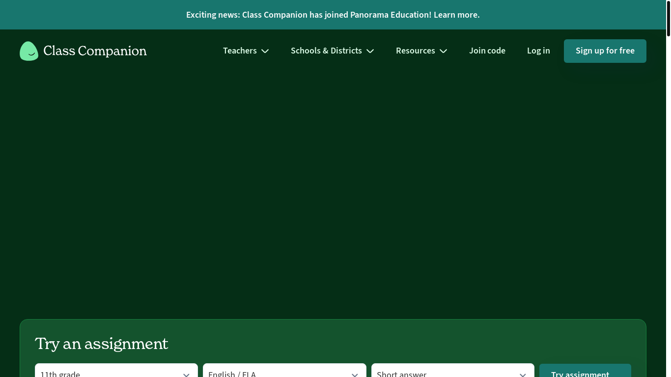 website screenshot of https://classcompanion.com/