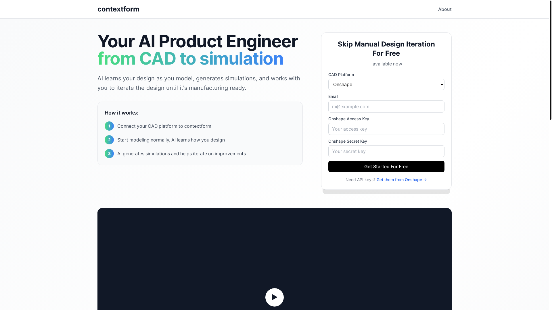 website screenshot of https://contextform.dev/