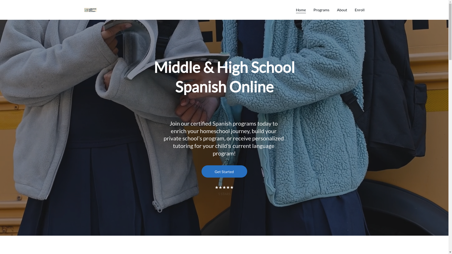 website screenshot of https://languagefirstacademy.org/