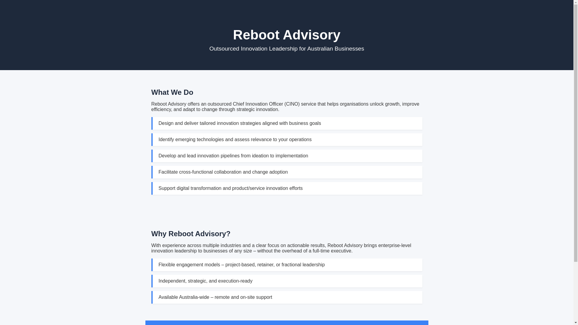 website screenshot of https://rebootadvisory.net/