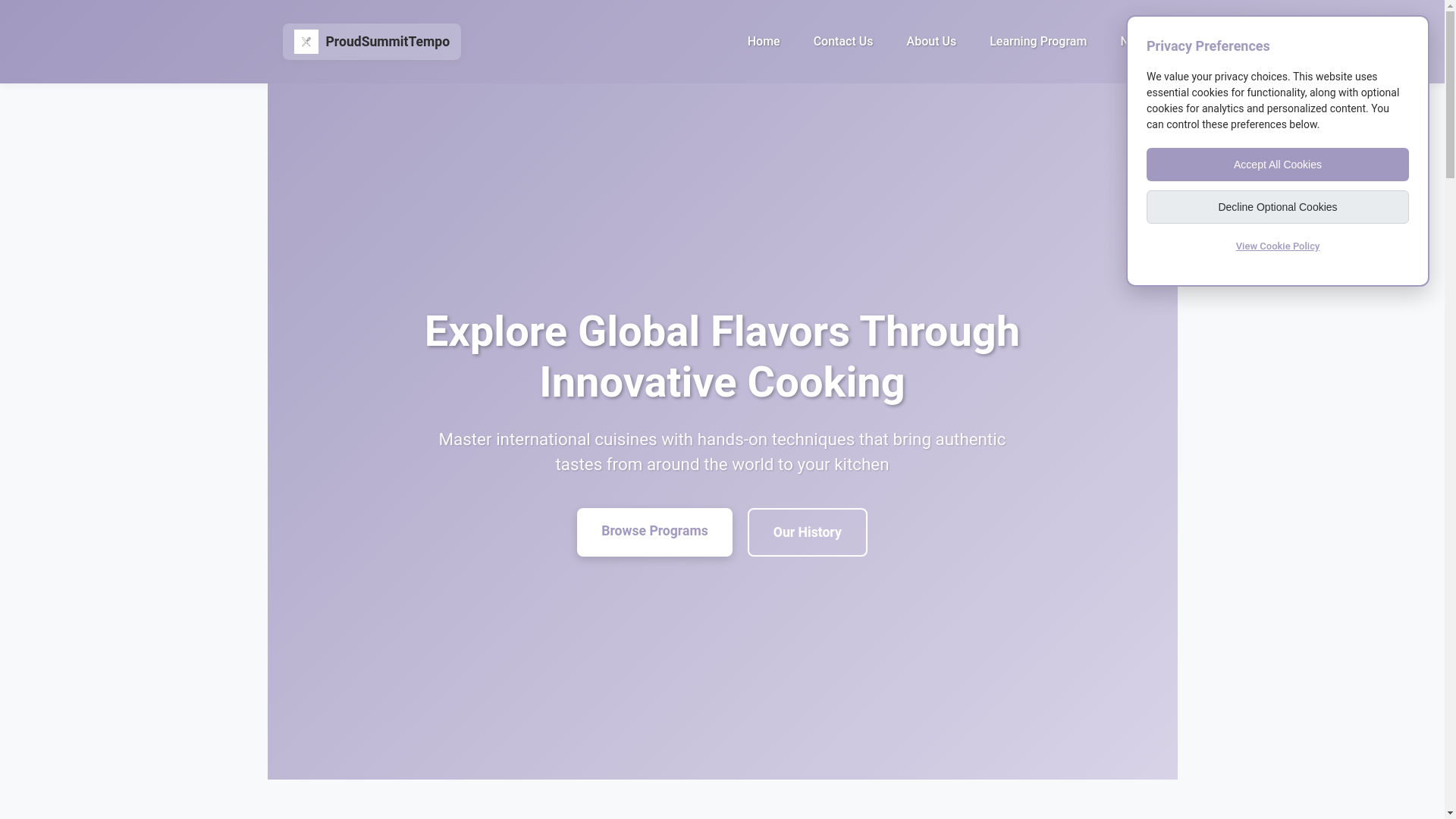 website screenshot of https://proudsummittempo.xyz/