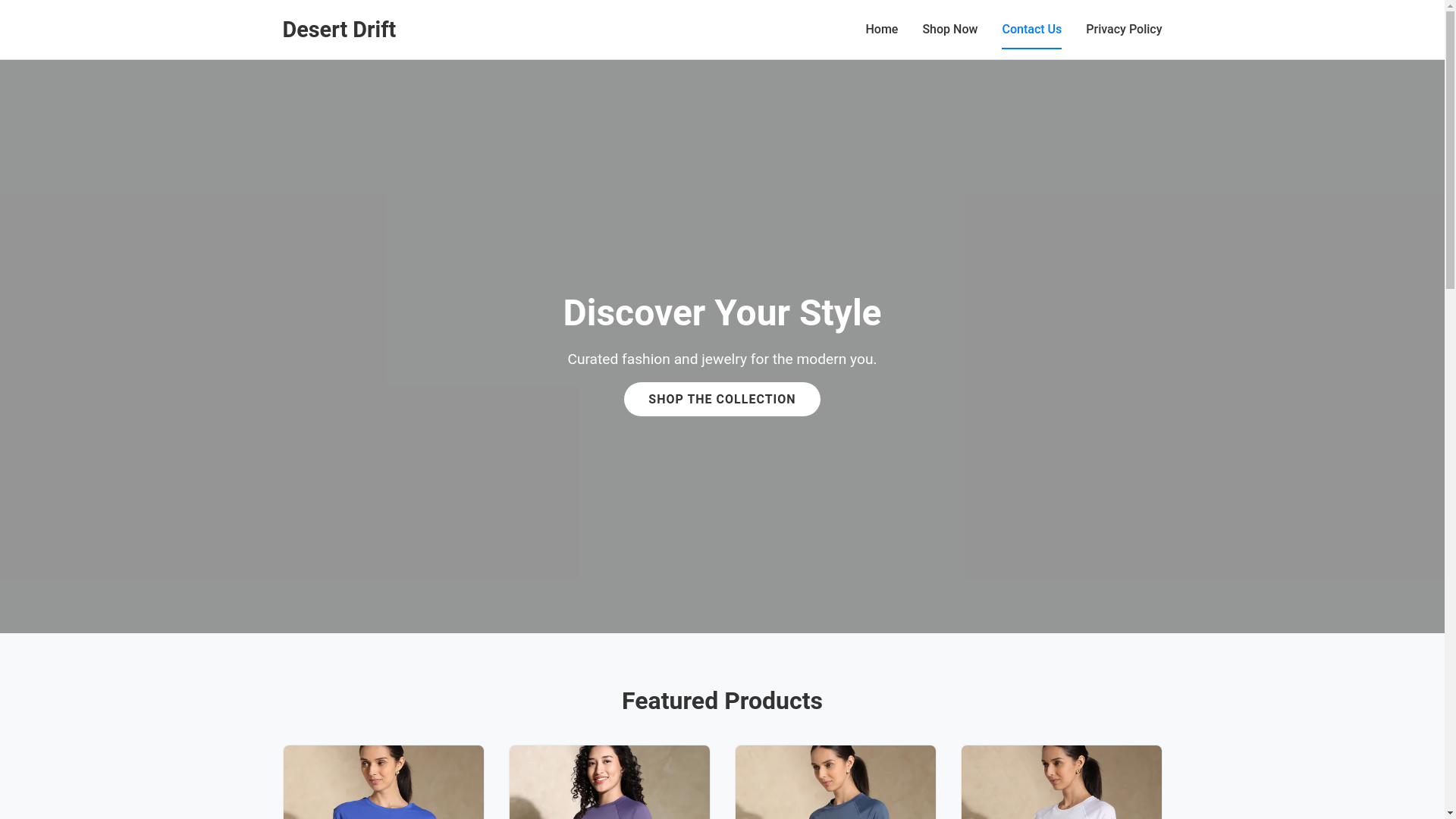 website screenshot of https://desertdrift.store/