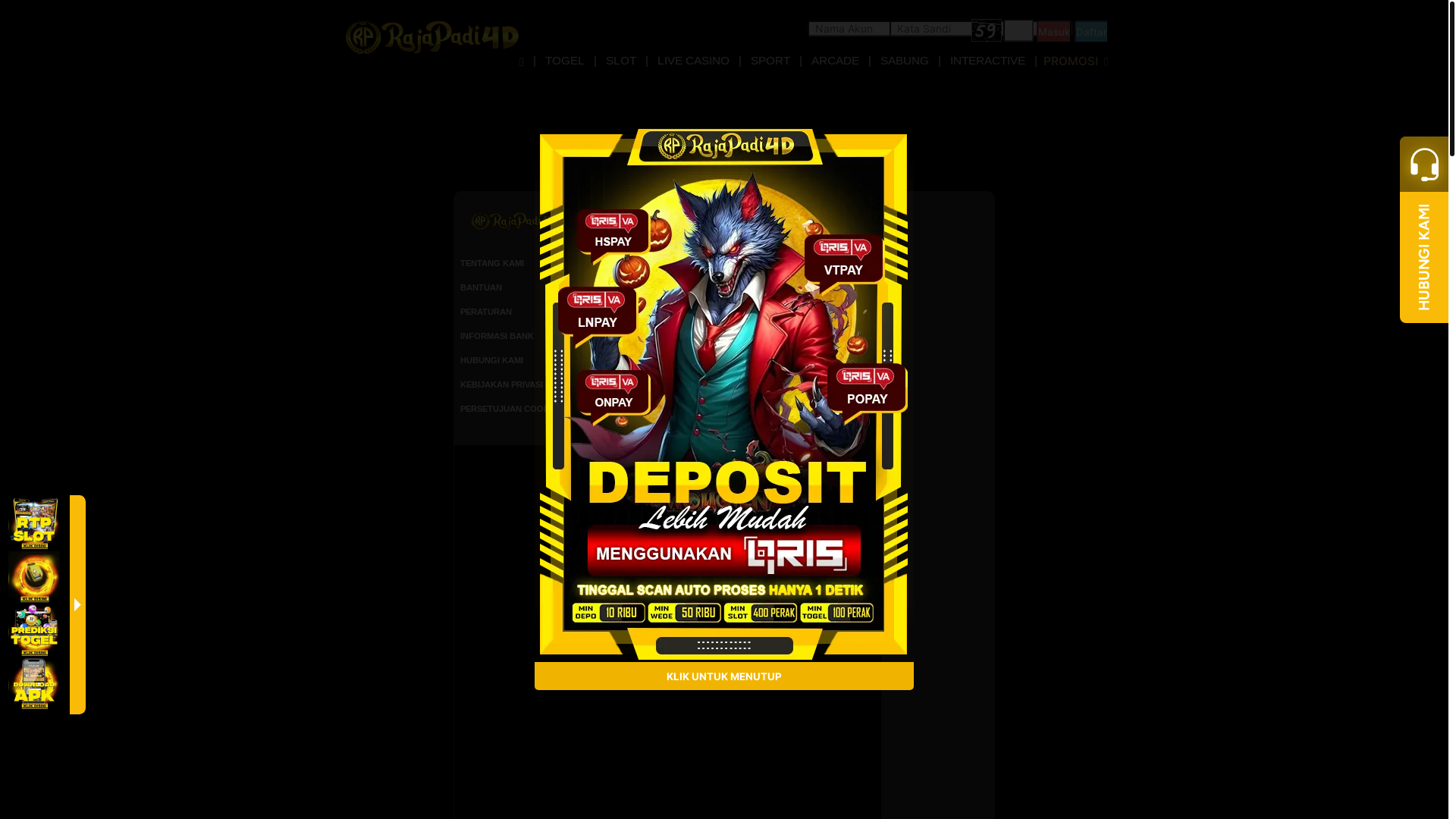 website screenshot of https://rajapadi4d-melambung.site/