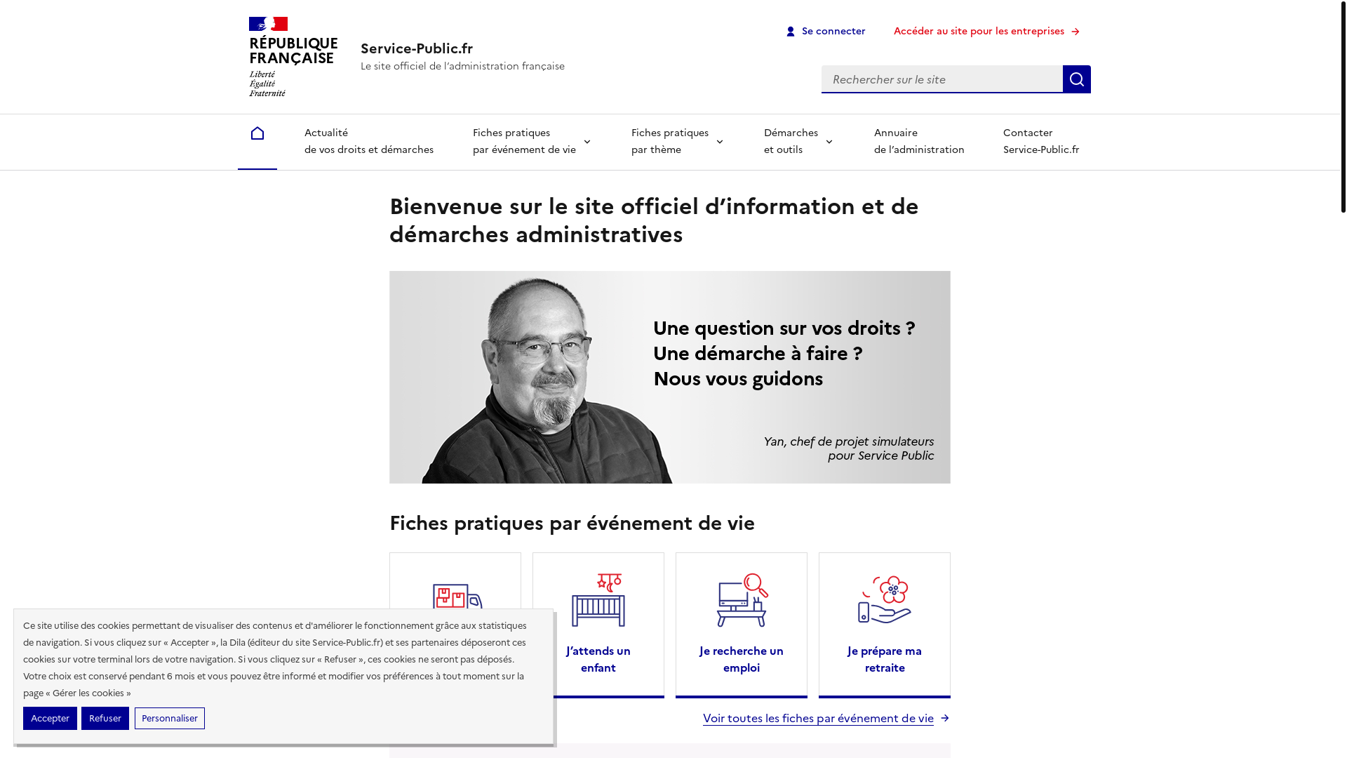 website screenshot of https://www.service-public.fr/