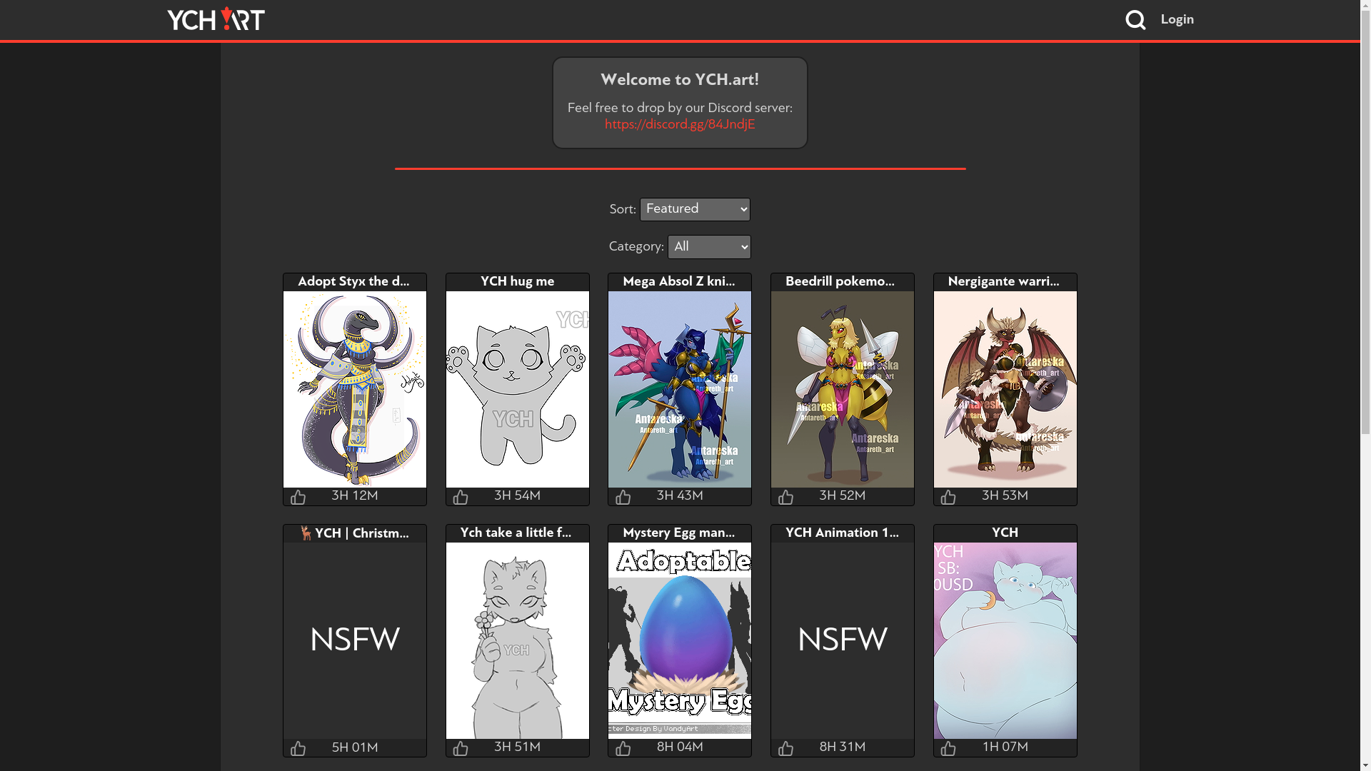 website screenshot of https://ych.art/