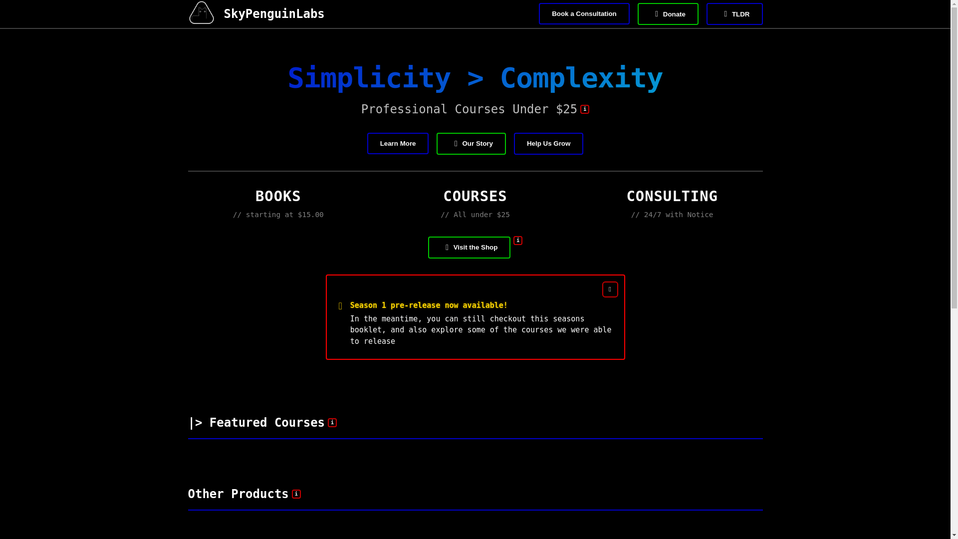 website screenshot of https://skypenguinlabs-mainsite-dotcom.pages.dev/