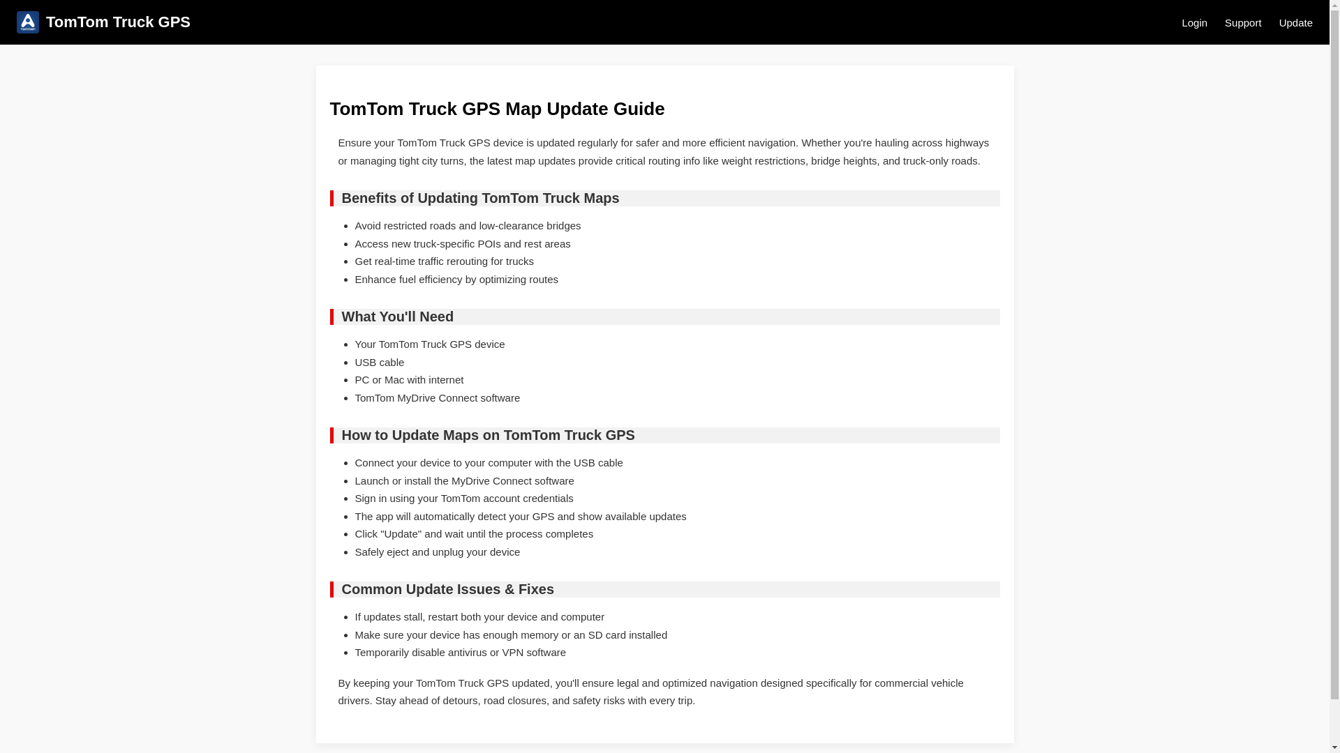 website screenshot of https://tomtom-truck-gps.pages.dev/