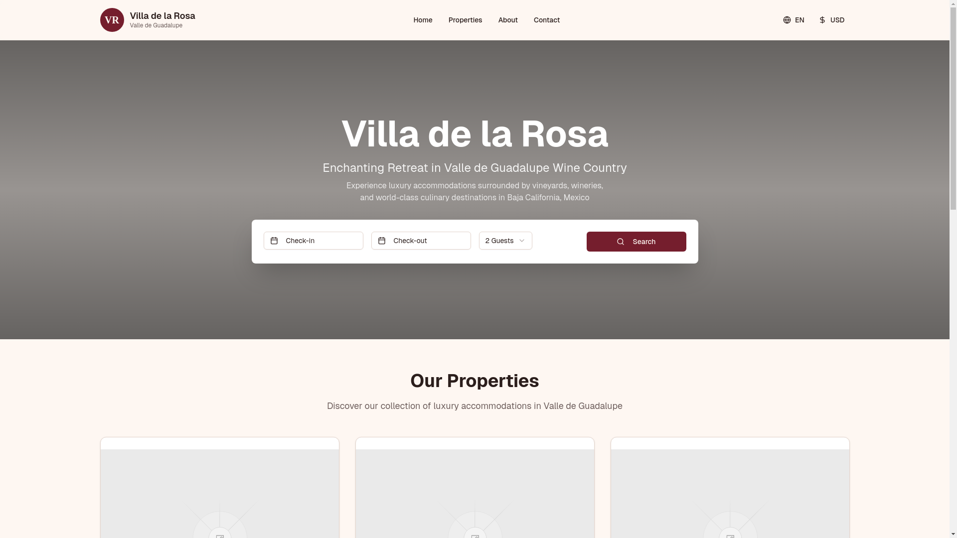 website screenshot of https://villadelarosa.app/