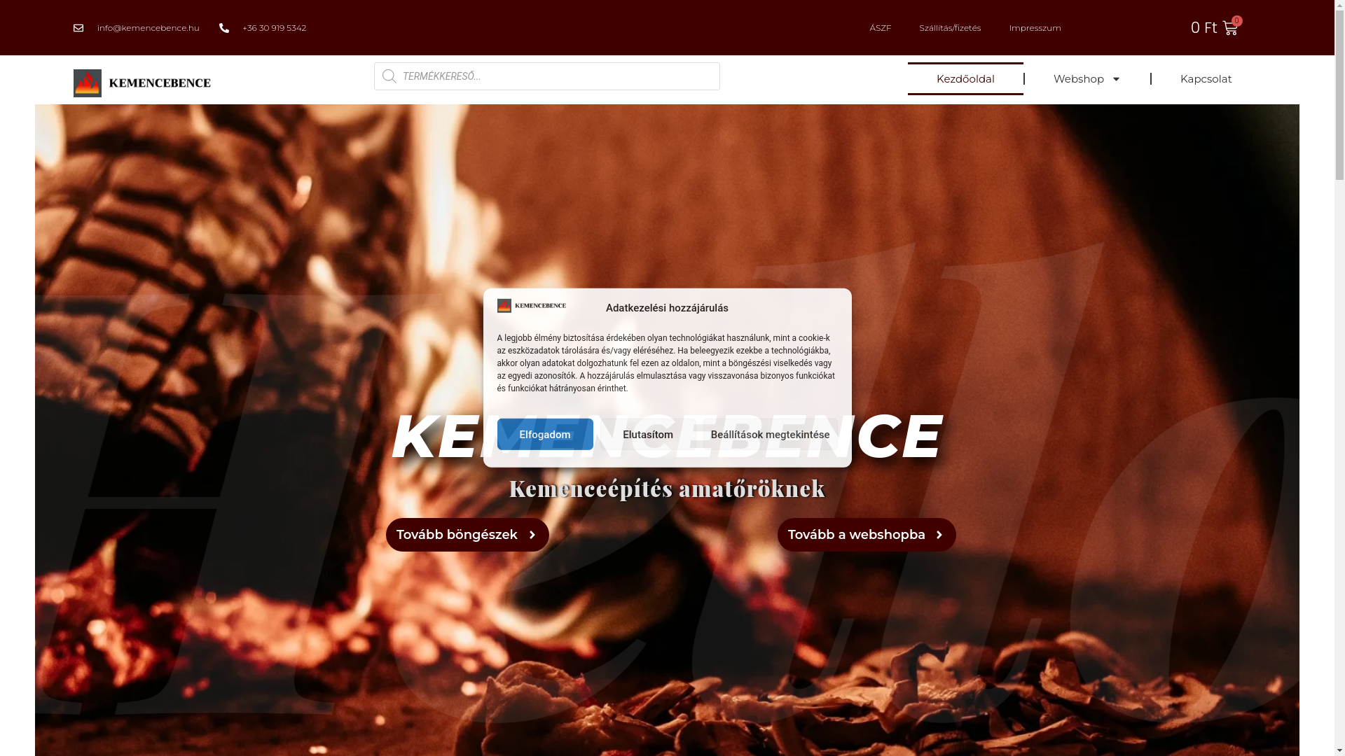 website screenshot of https://kemencebence.hu/