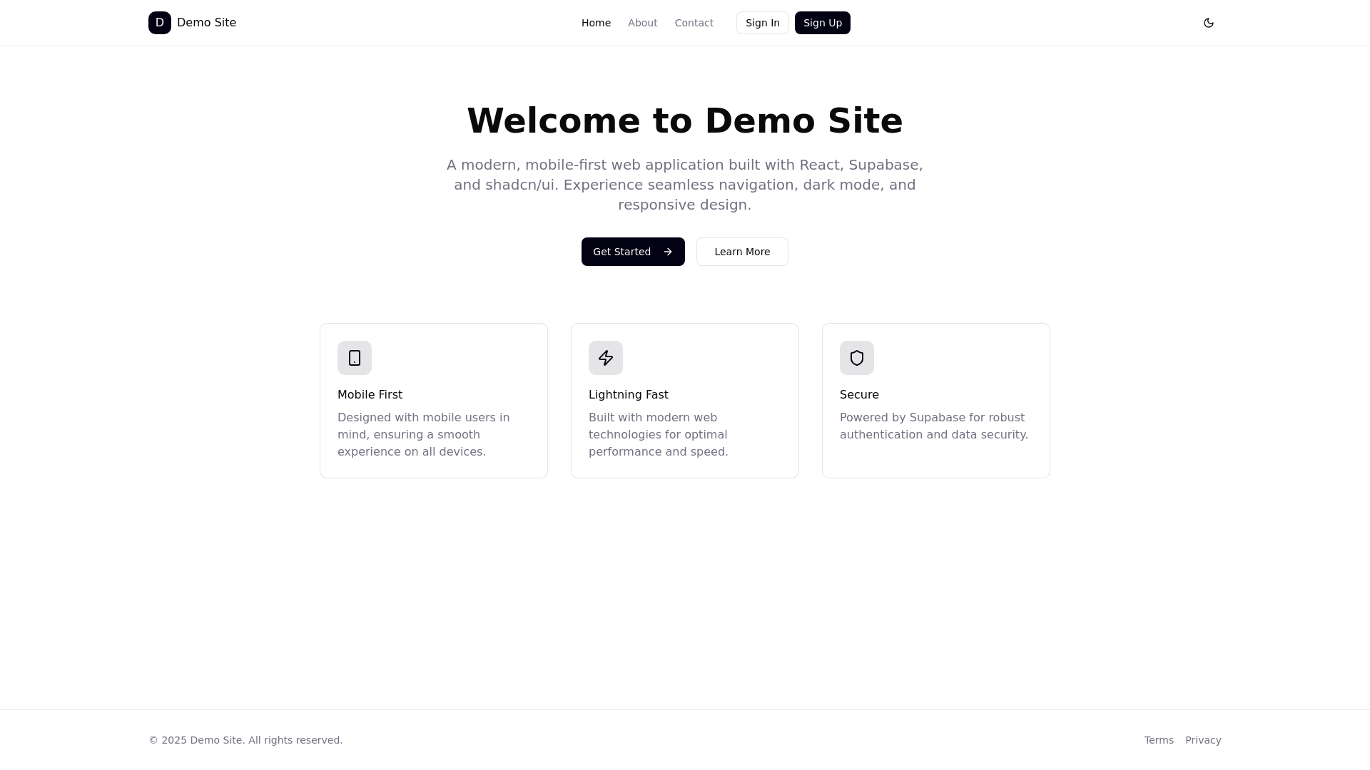 website screenshot of https://basic-demo-site.pages.dev/