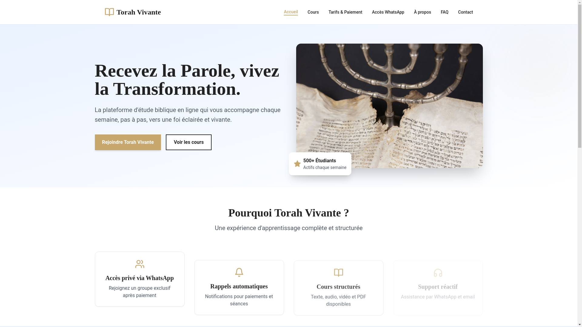 website screenshot of https://vivantetorah.com/