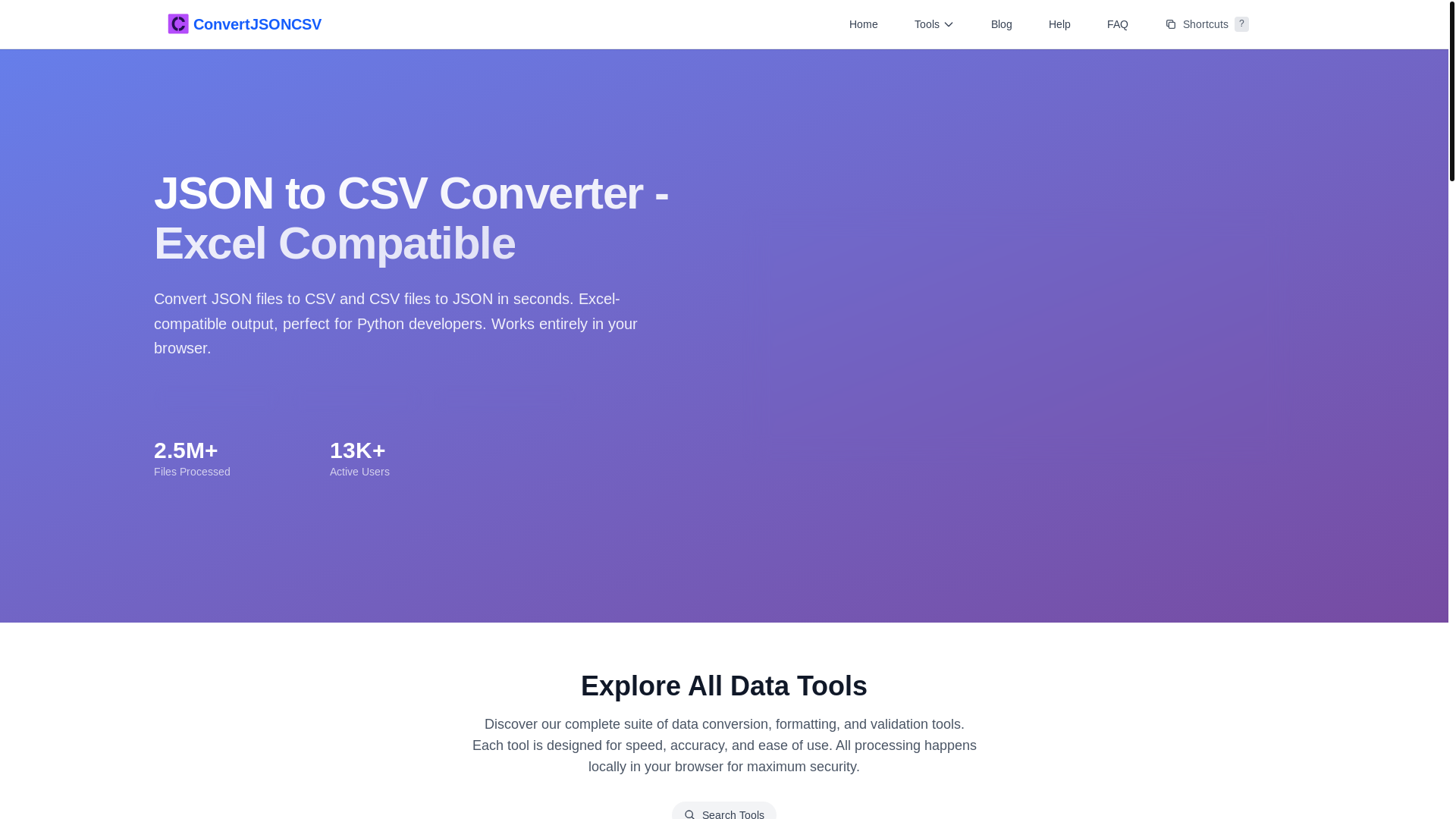 website screenshot of https://convertjsoncsv.pages.dev/