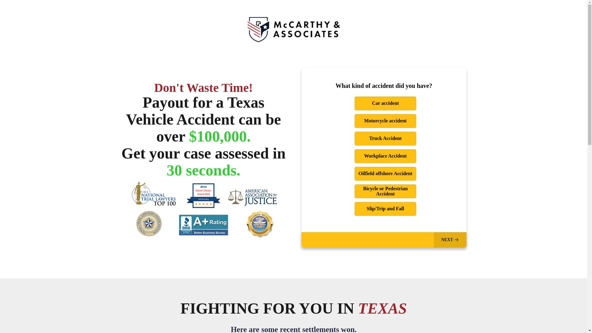 website screenshot of https://mccarthylawtx.com/