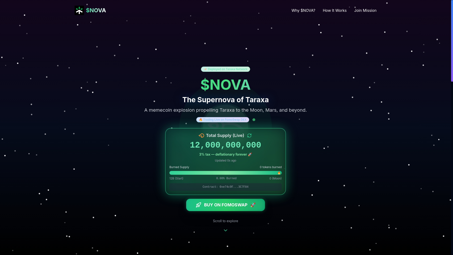 website screenshot of https://novaontaraxa.space/