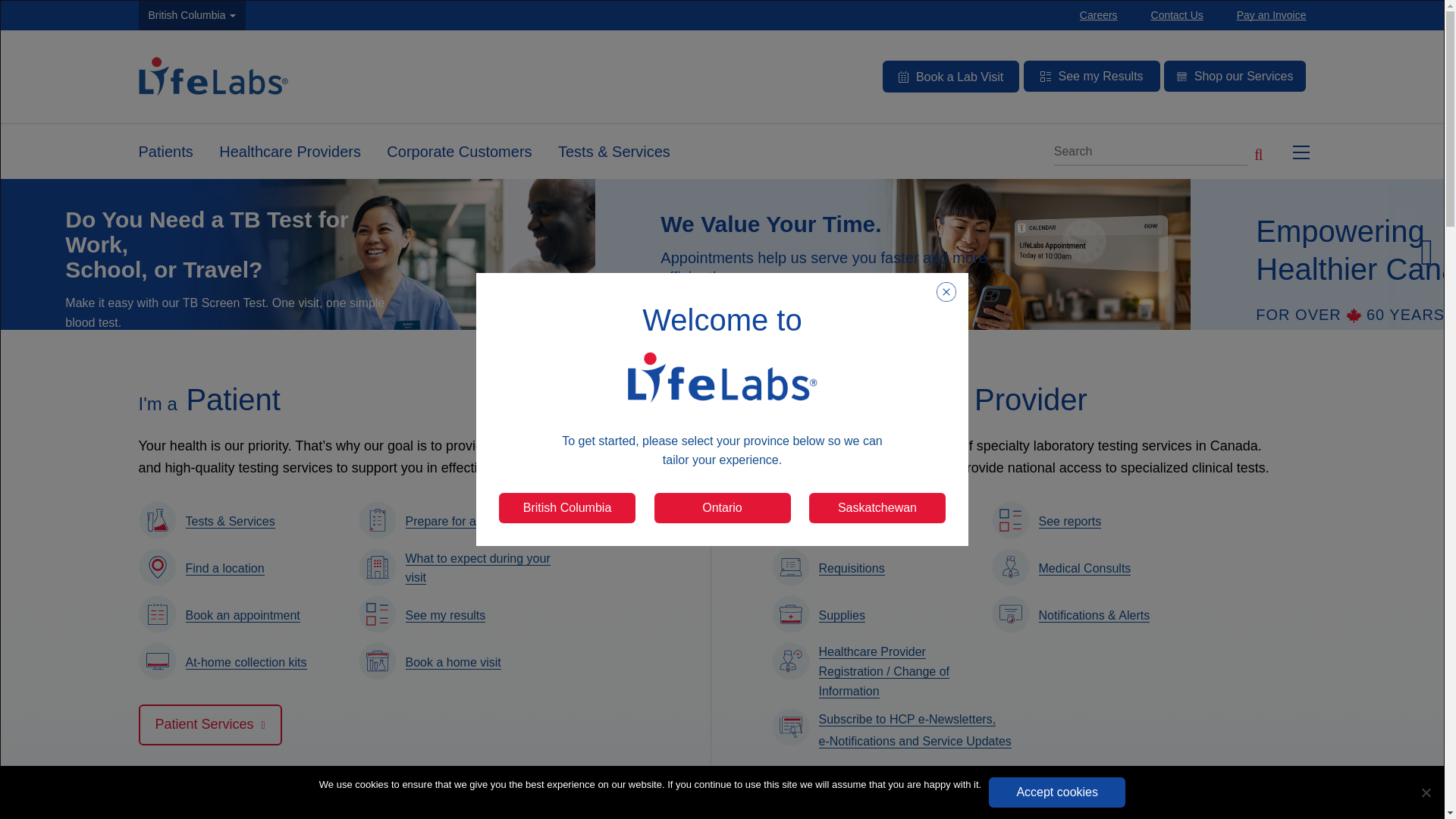 website screenshot of https://lifelabs.com/