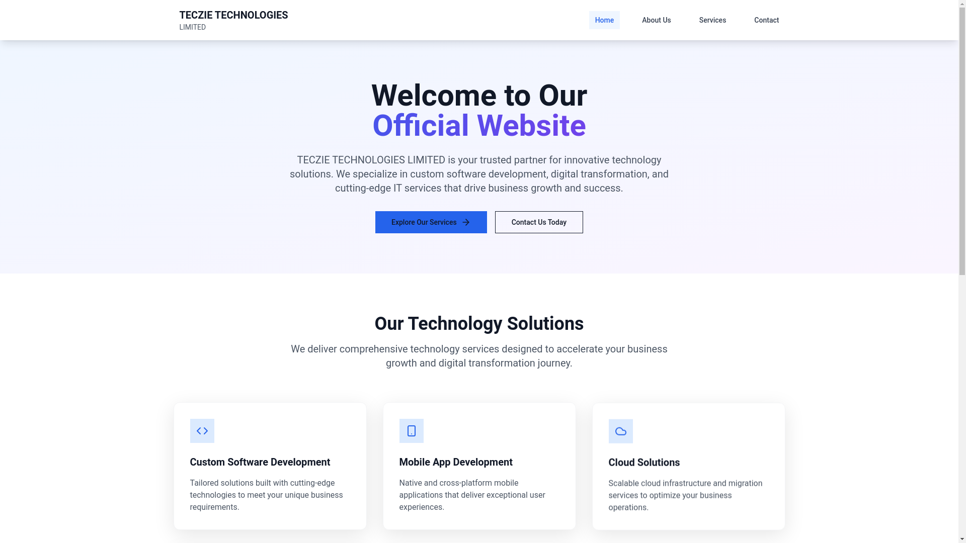 website screenshot of https://teczietechnologies.uk/