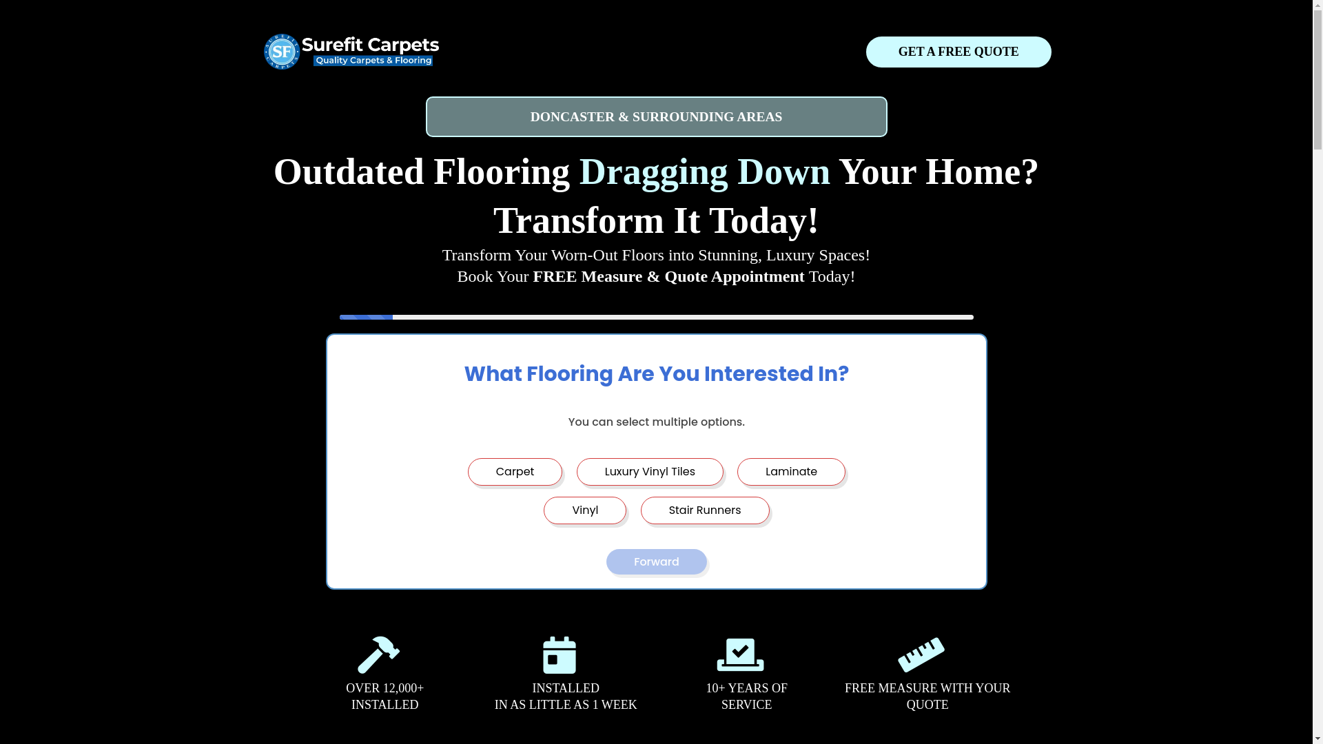 website screenshot of https://surefitcarpets.org/
