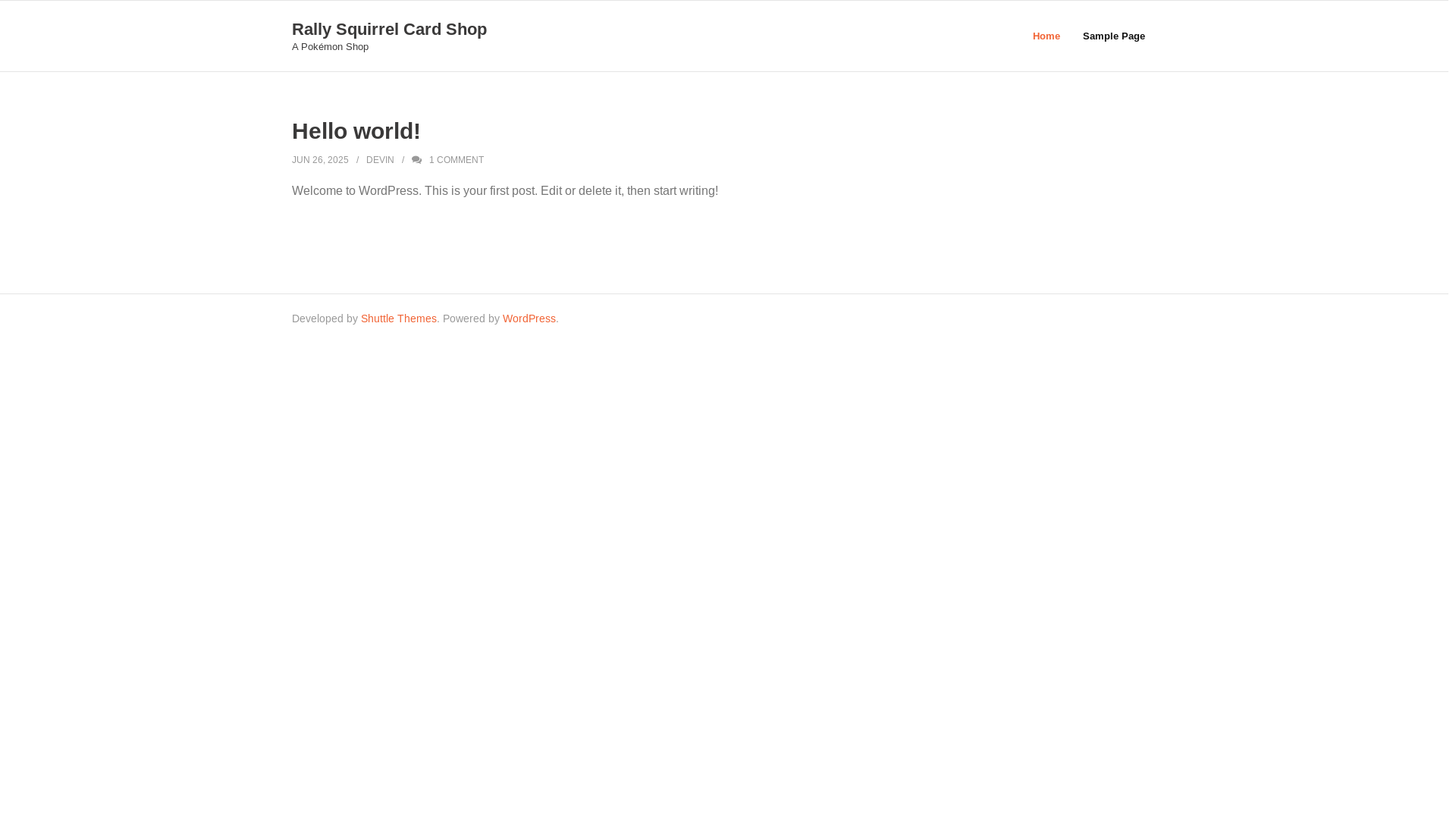 website screenshot of https://rallysquirrelcardshop.com/