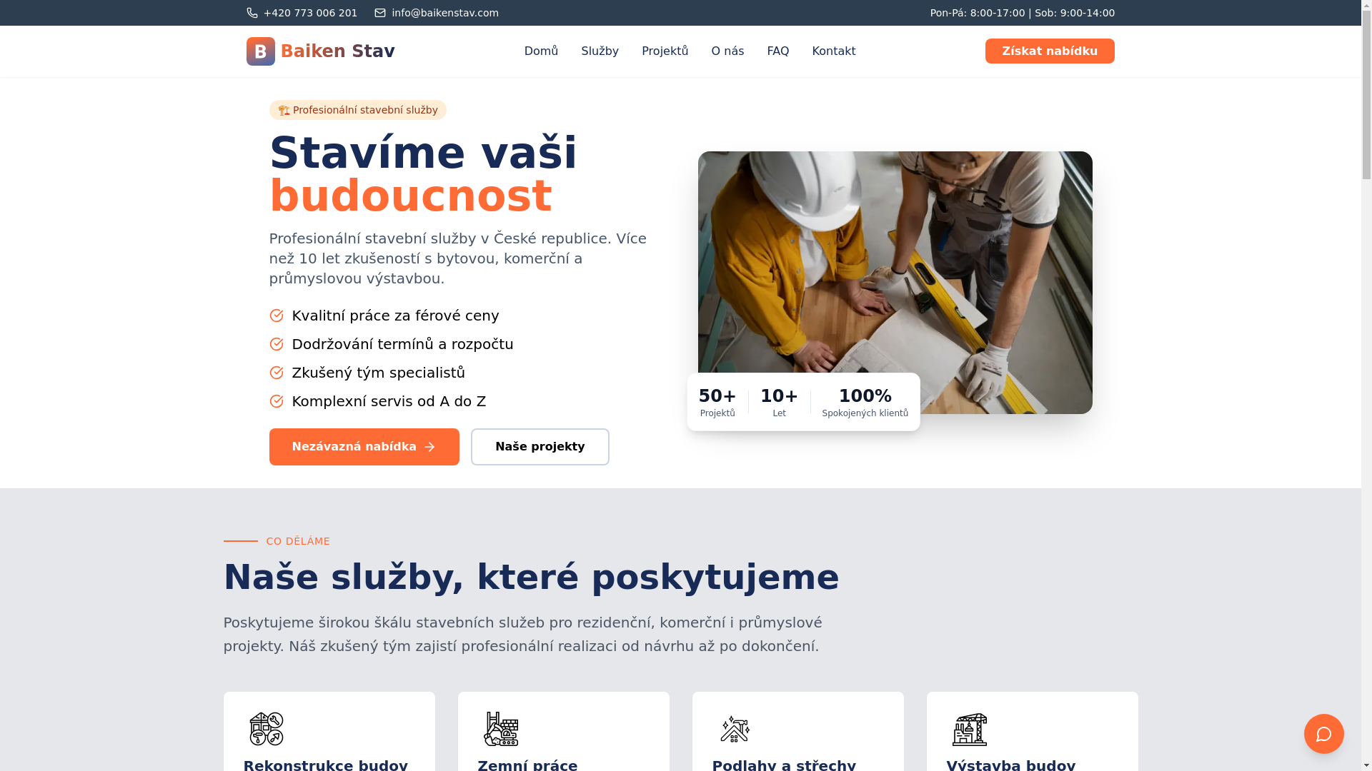 website screenshot of https://baikenstav.cz/