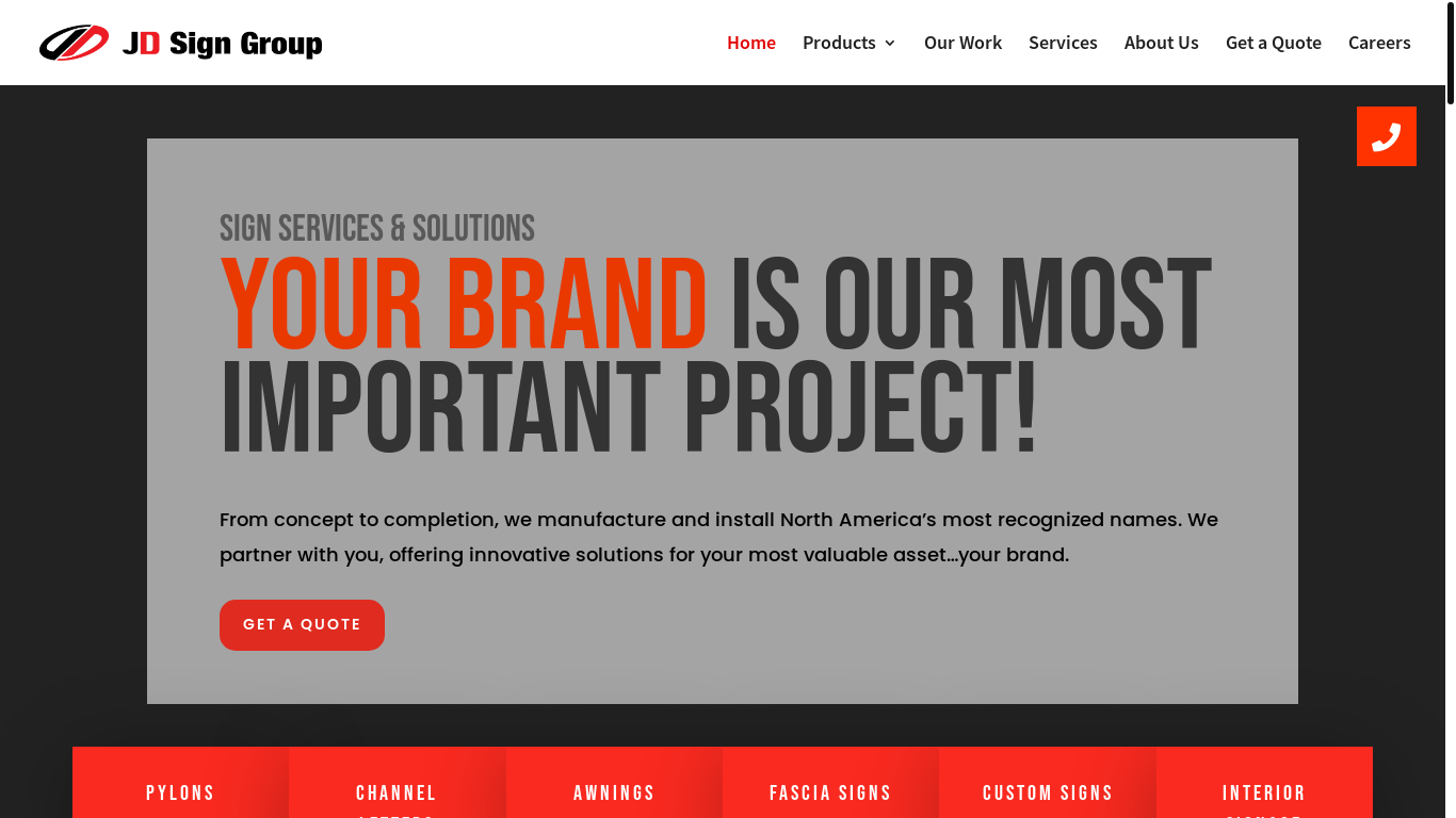 website screenshot of http://www.jdsigngroup.com/