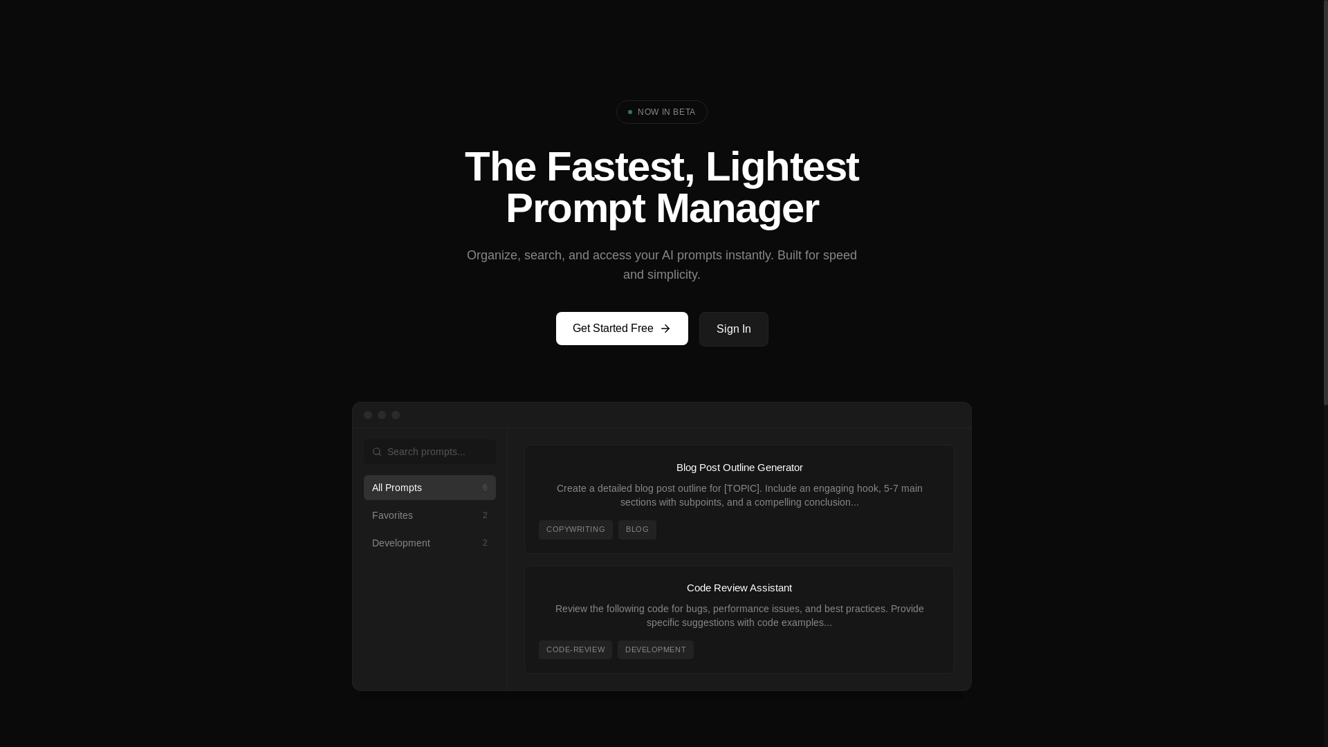 website screenshot of https://promptiver.pages.dev/