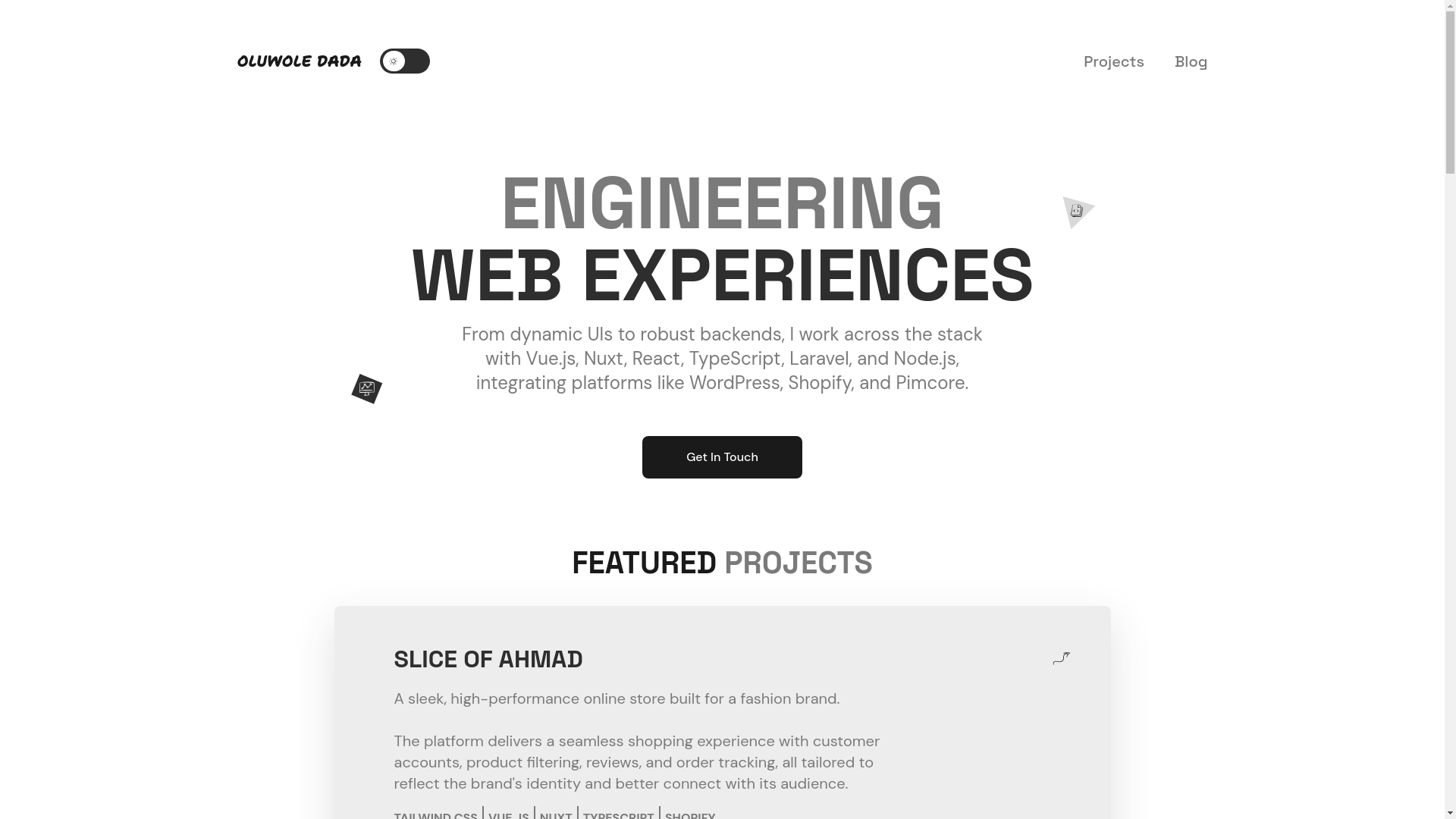 website screenshot of https://oluwoledada-dev.pages.dev/