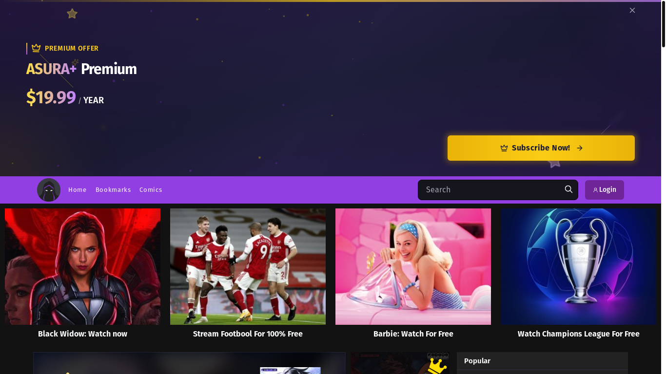 website screenshot of https://asuracomic.net/