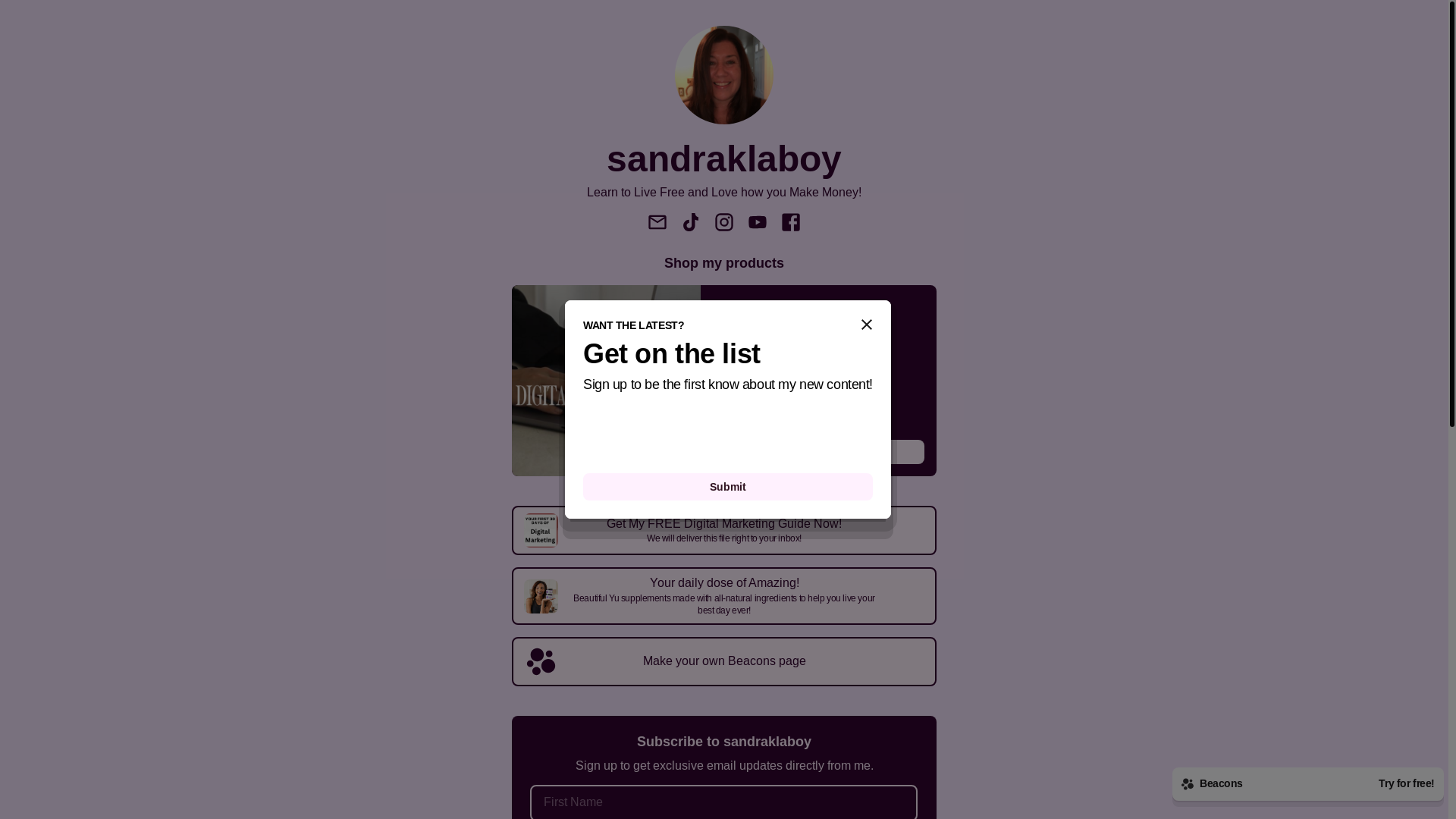 website screenshot of https://sandraklaboy.store/