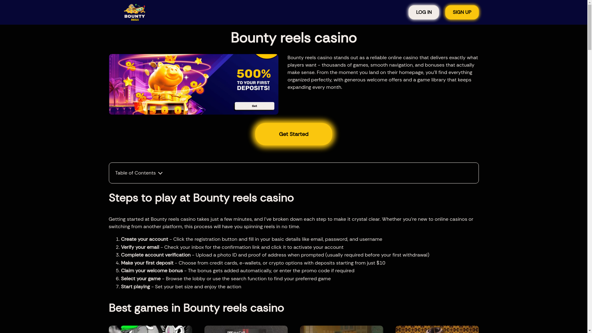 website screenshot of https://bountyreels-casino.com/