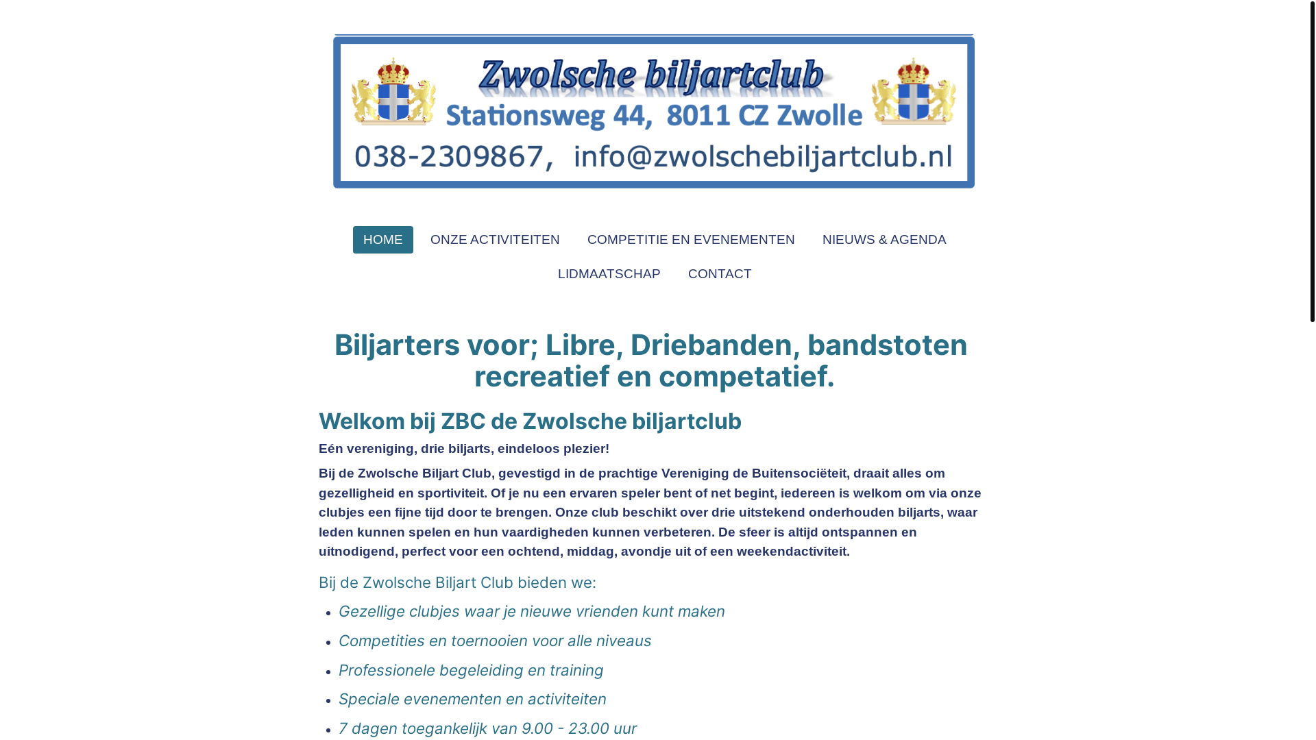 website screenshot of https://biljarteninzwolle.nl/