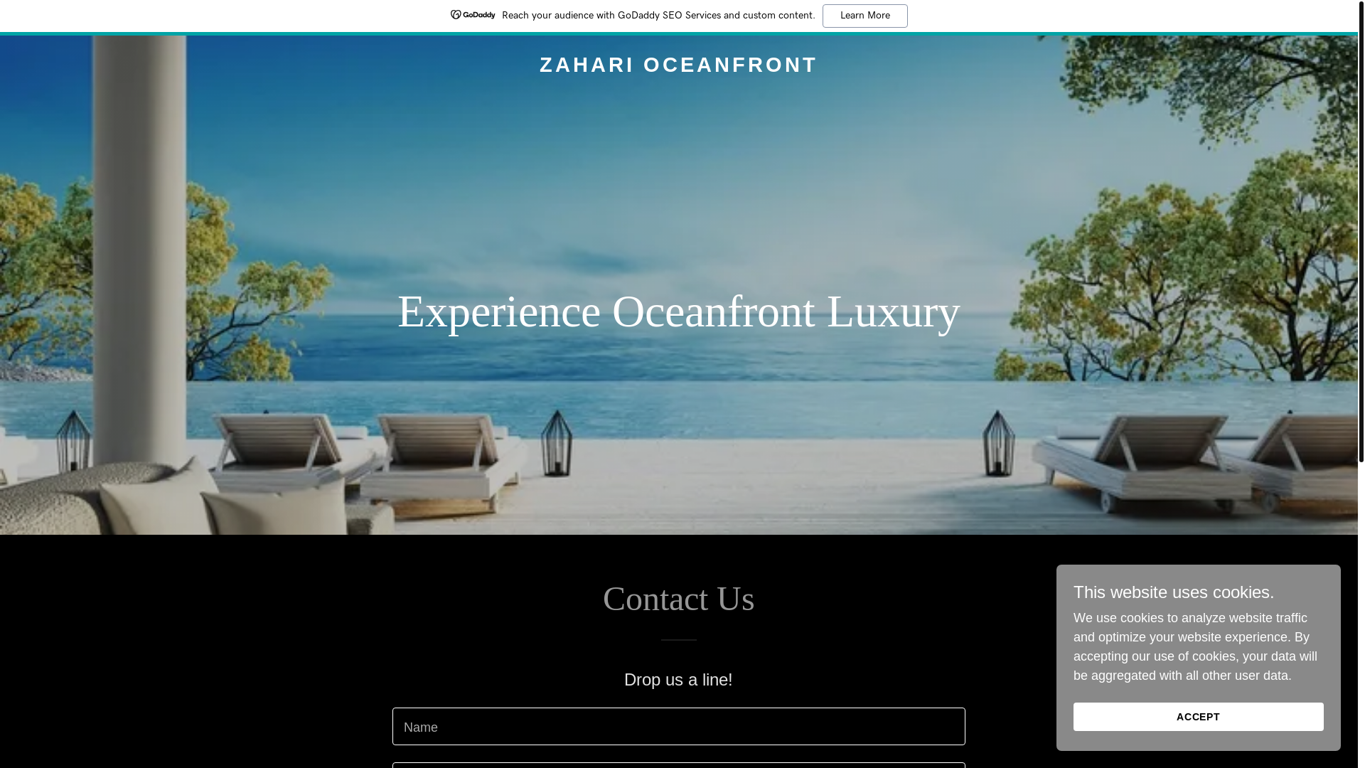 website screenshot of https://zaharioceanfront.com/