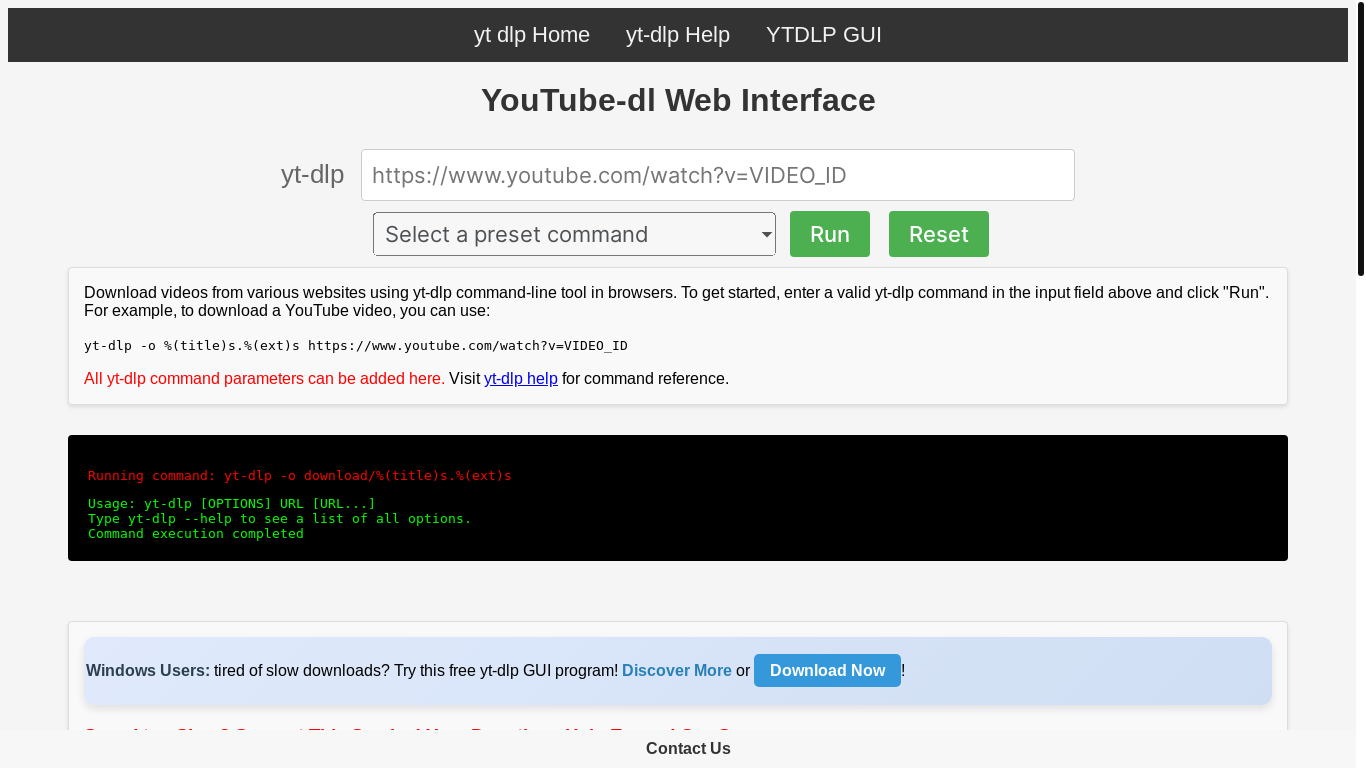 website screenshot of https://ytdlp.online/