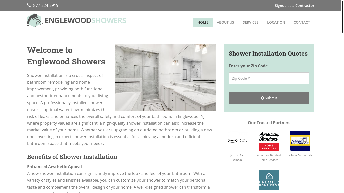 website screenshot of https://englewoodshowerservice.com/