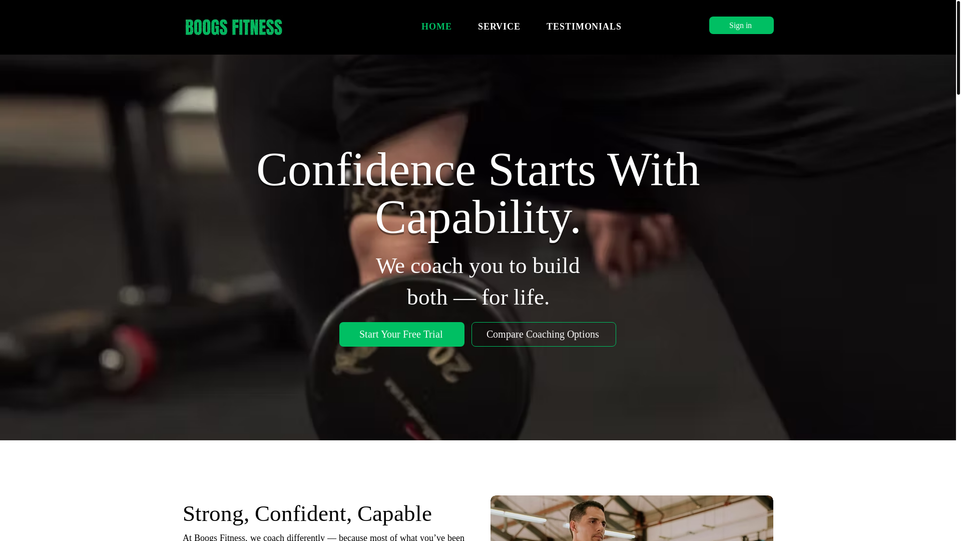 website screenshot of https://boogsfitness.com/