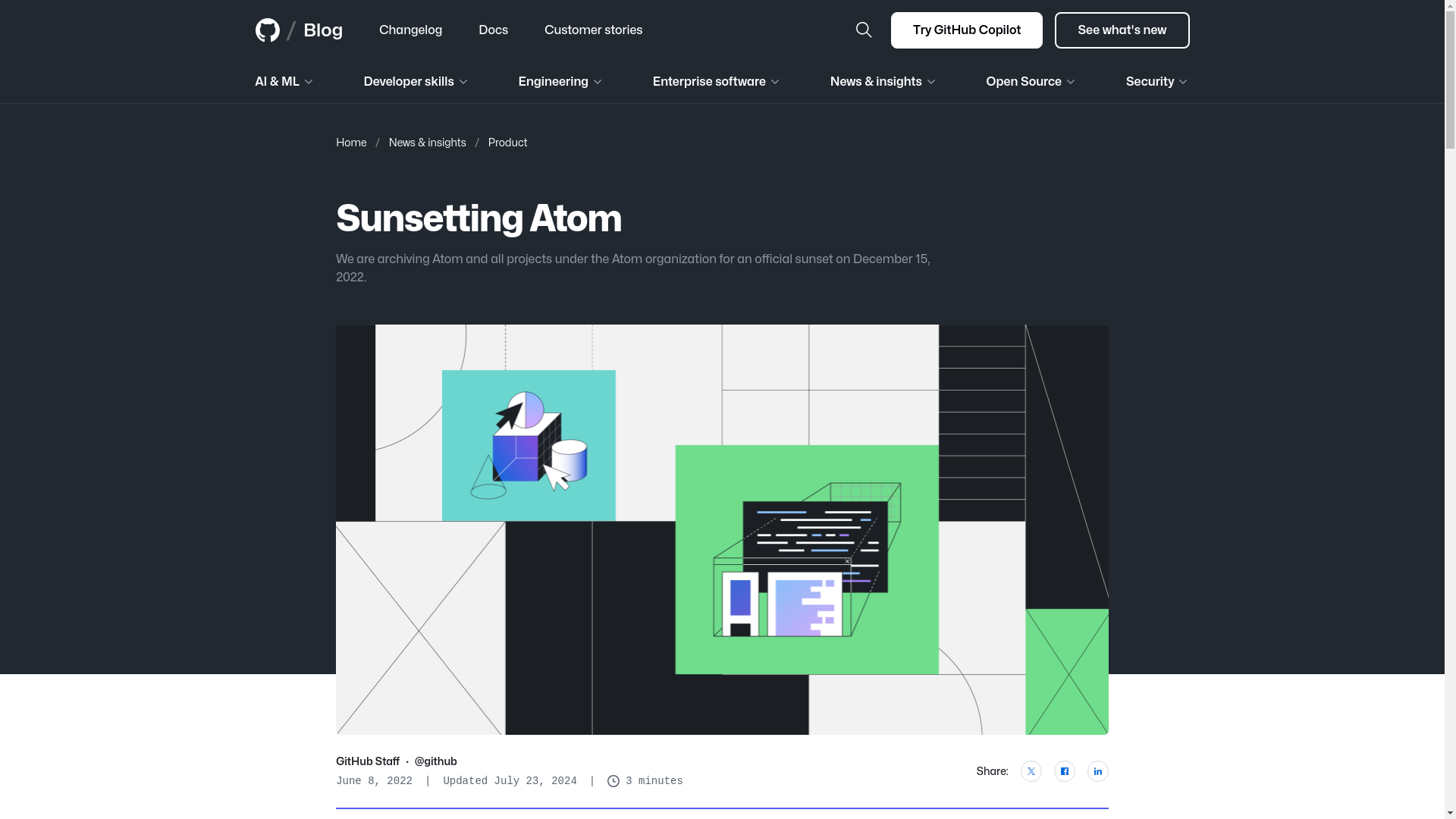 website screenshot of https://atom.io/