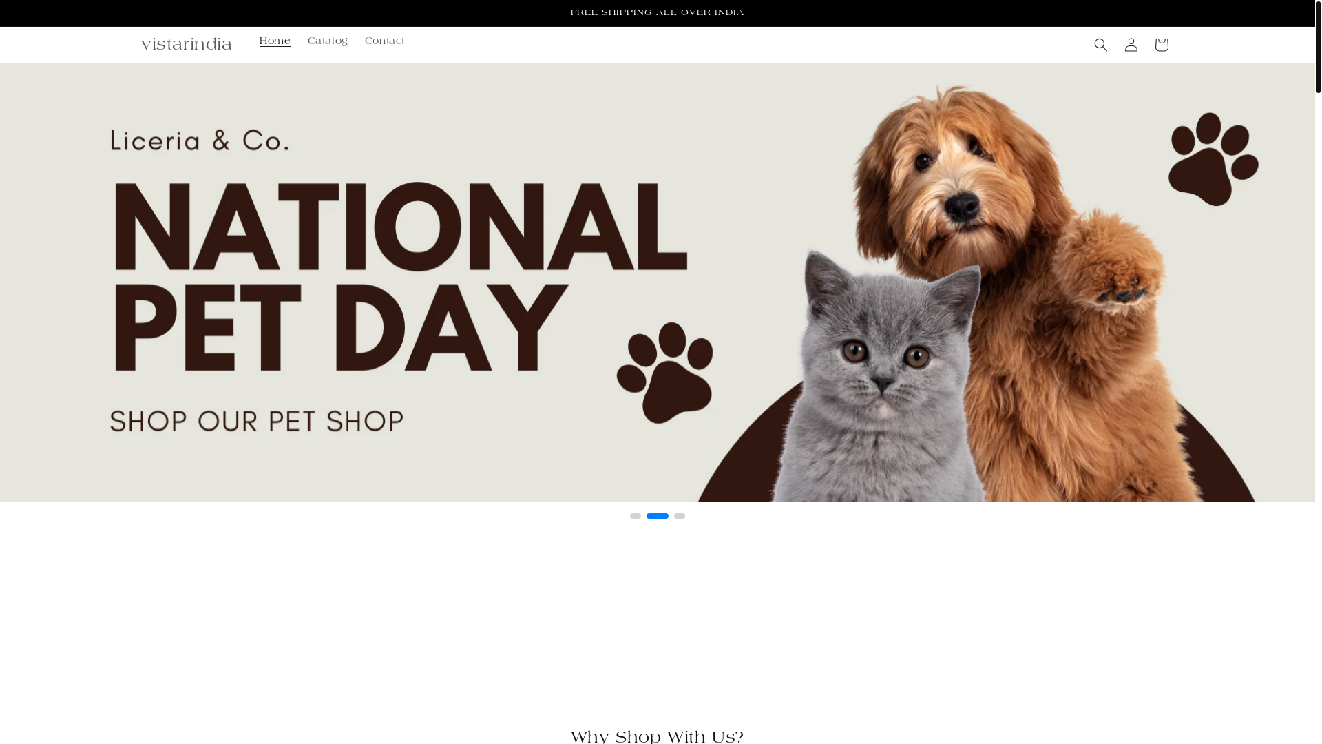 website screenshot of https://vistarindia.store/