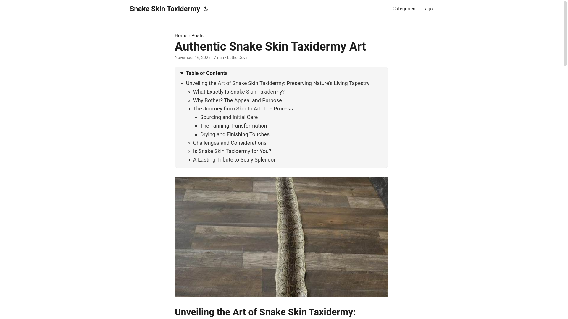 website screenshot of https://snakeskintaxidermy.pages.dev/