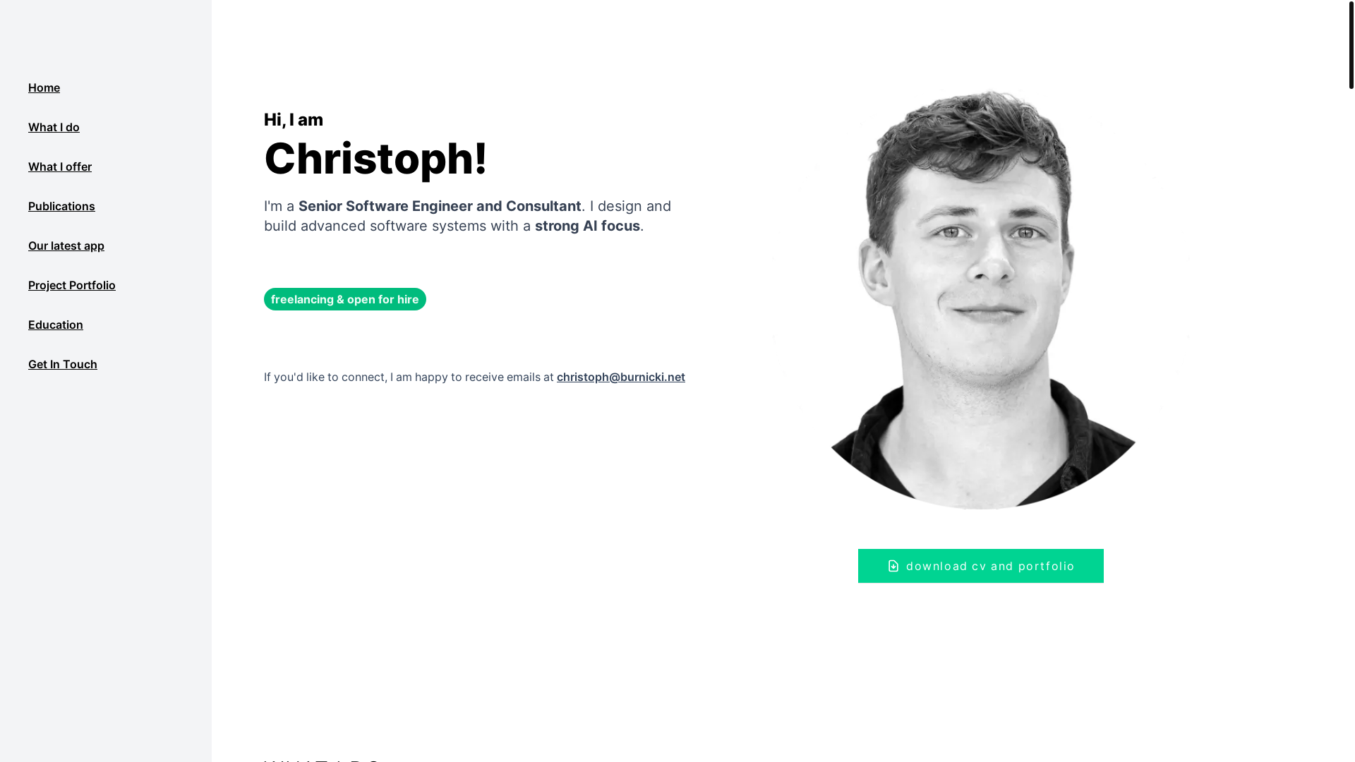 website screenshot of https://hirechris.dev/