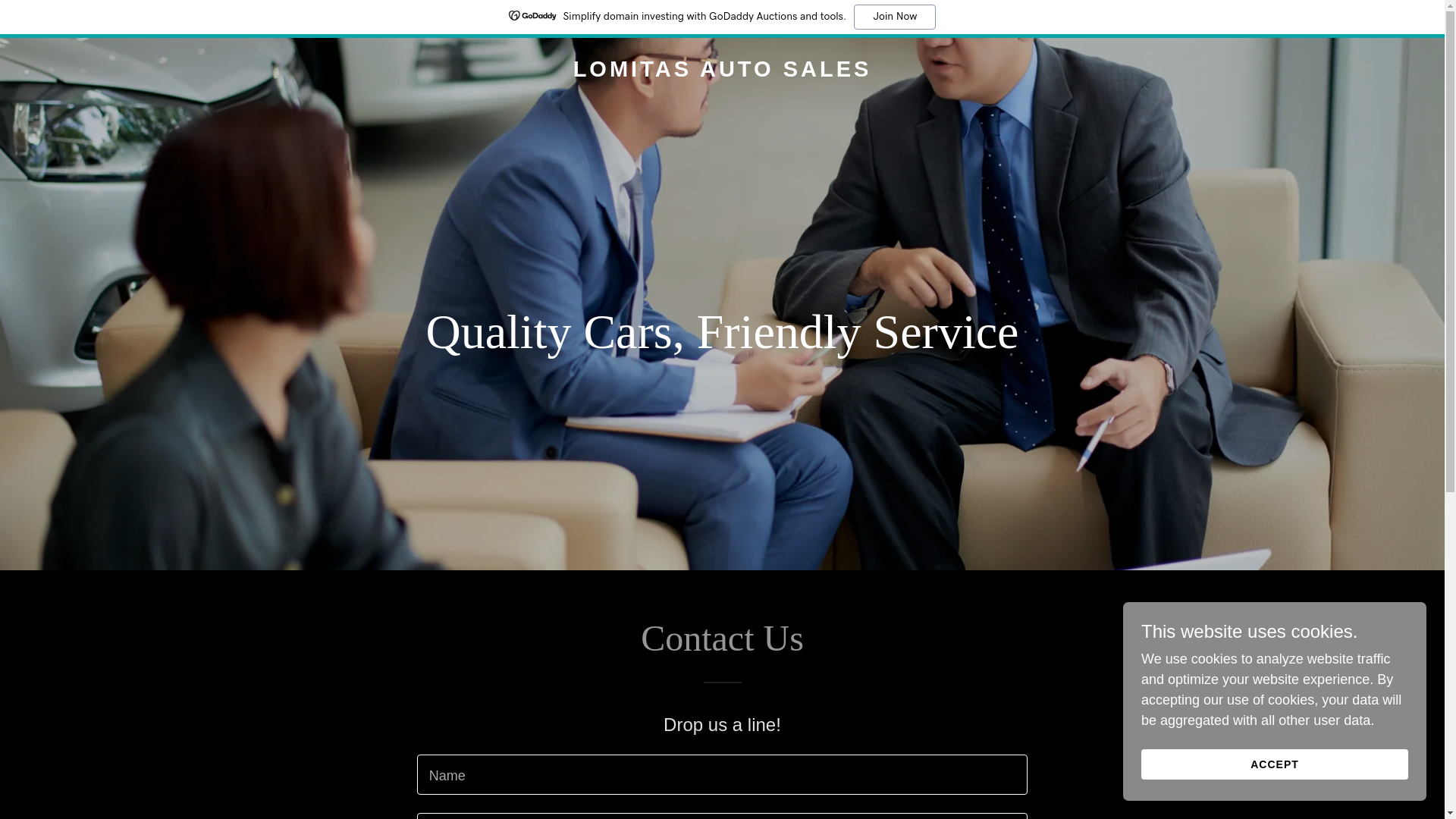 website screenshot of https://lomitasautosales.com/