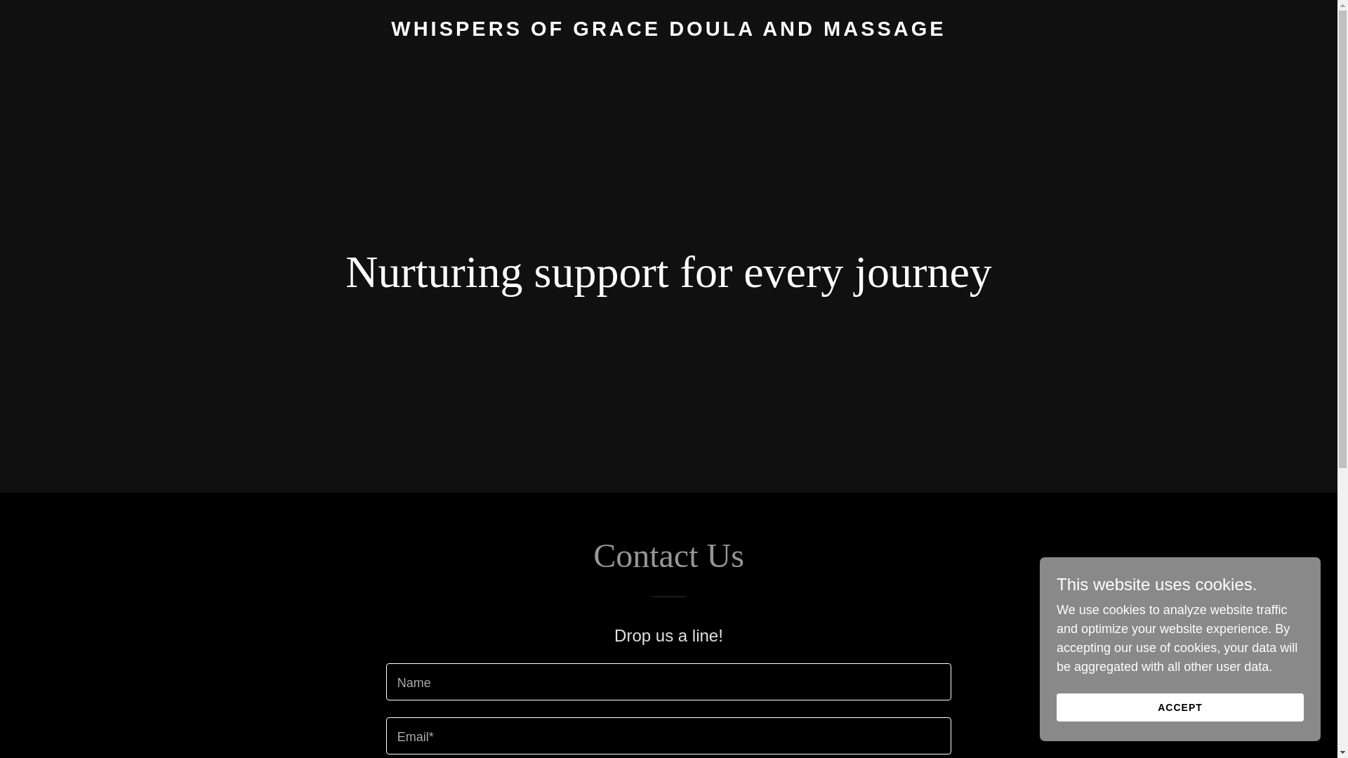 website screenshot of https://whispersofgracedoulaandmassage.com/