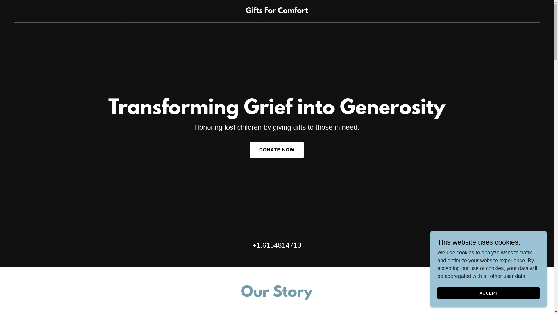 website screenshot of https://giftsforcomfort.org/
