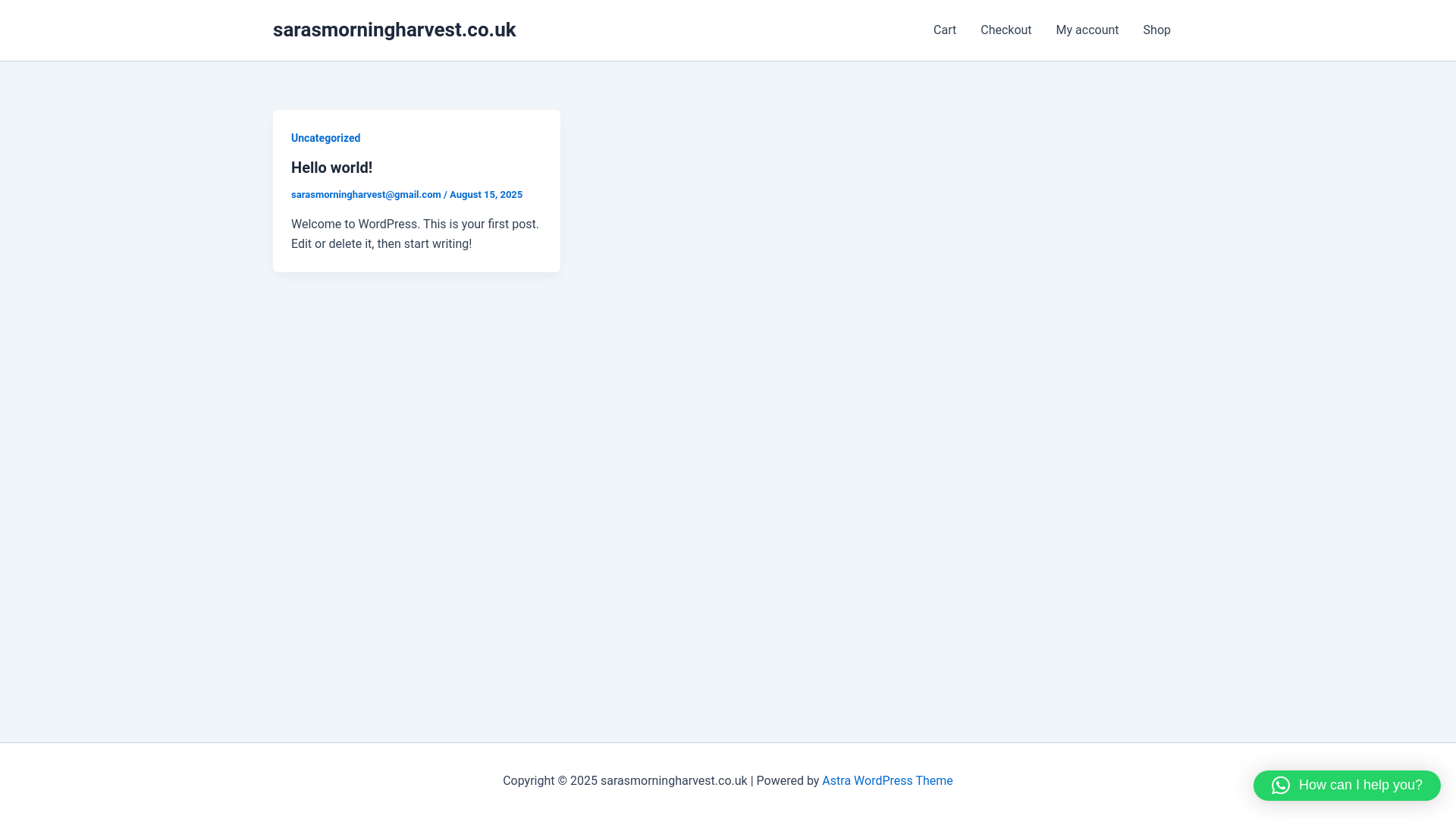 website screenshot of https://sarasmorningharvest.co.uk/