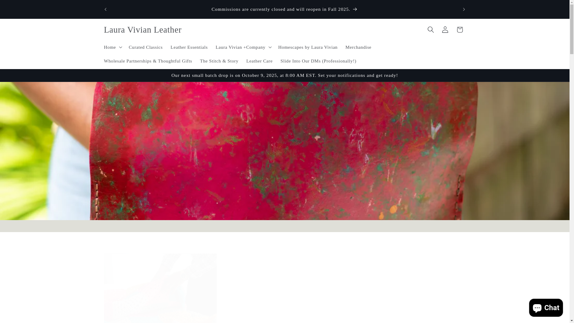 website screenshot of https://lauravivianleather.com/