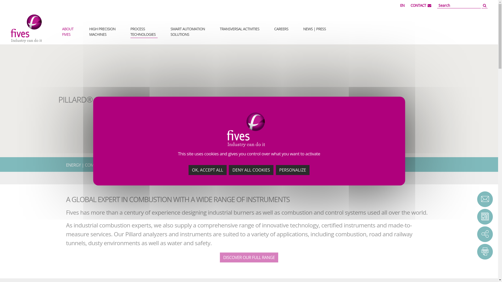website screenshot of https://www.fivesgroup.com/energy-combustion/burners-systems/pillard-analysers-and-instruments