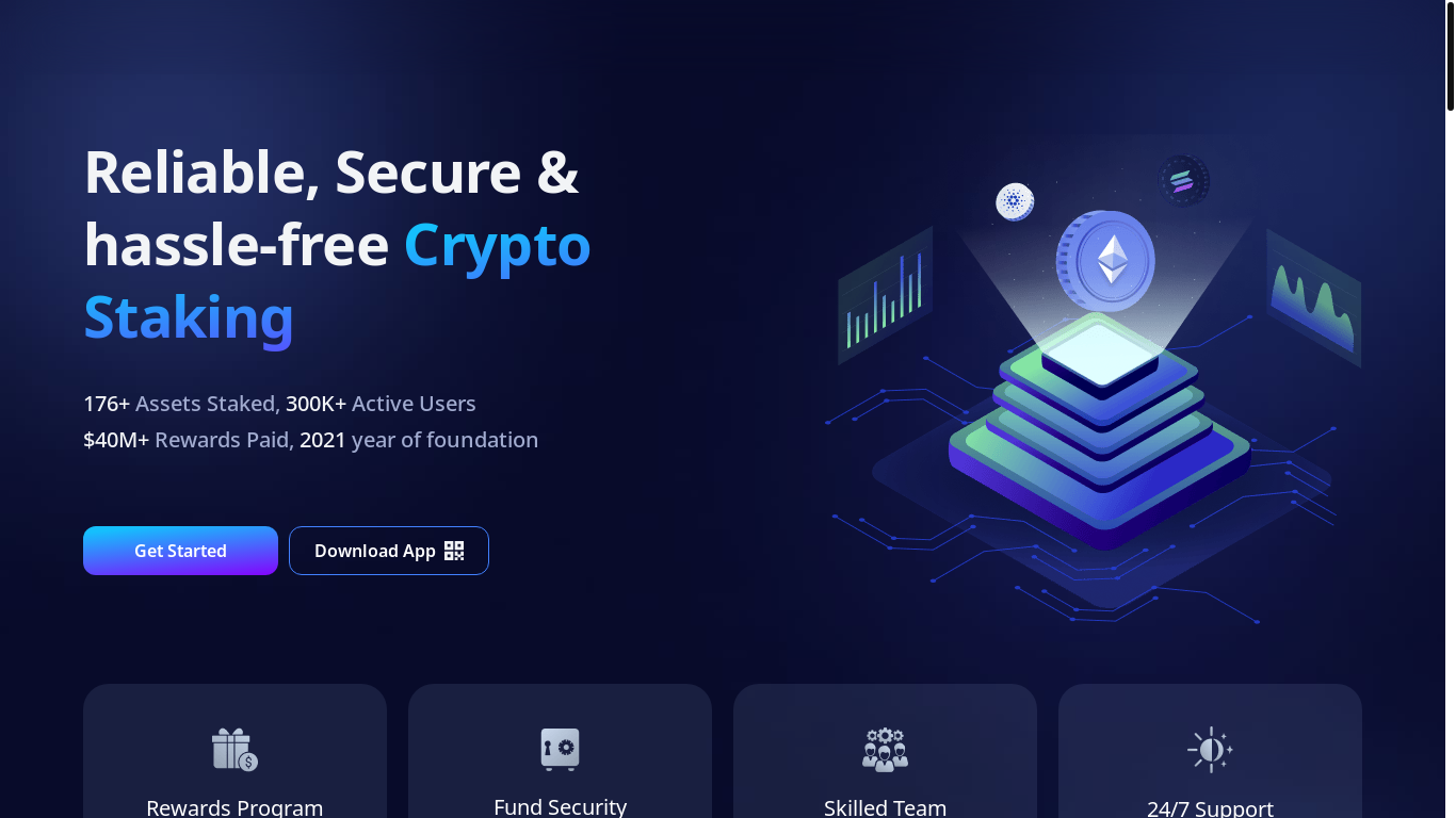 website screenshot of https://unitedstaking.io/
